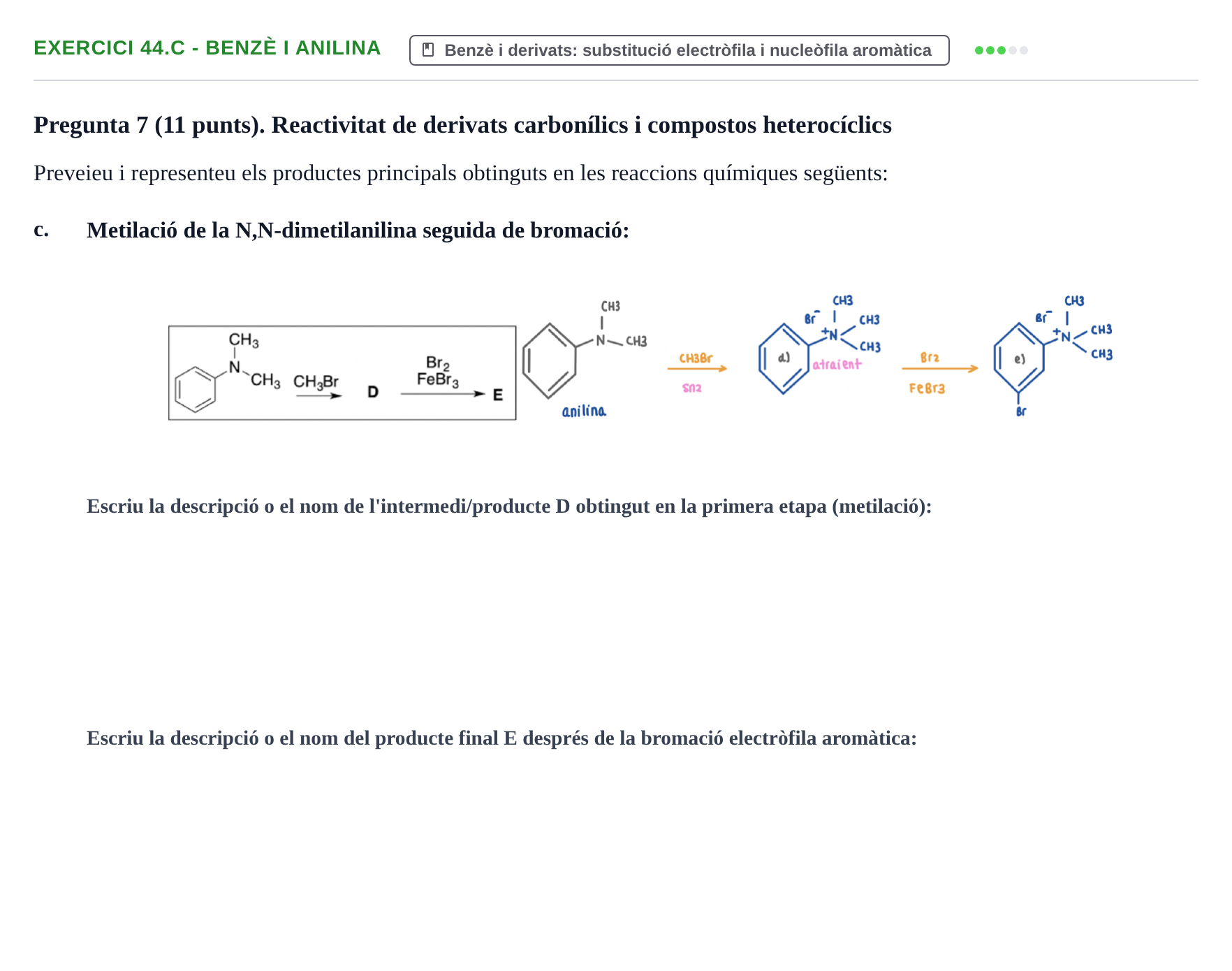 Enunciado: Ejercicio 44.c - Benzè i anilina · Química Orgánica II UB 2018