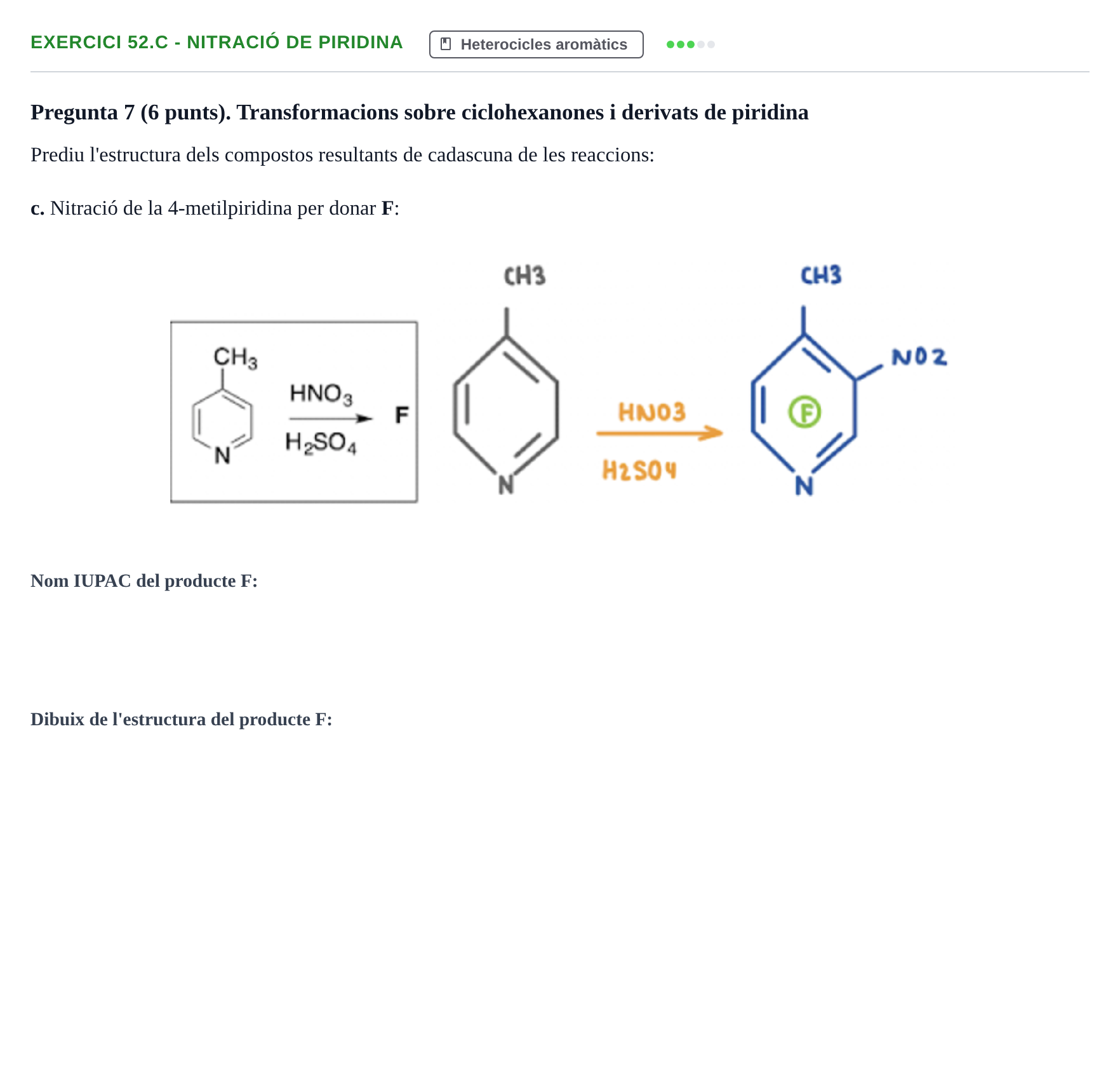 Enunciado: Ejercicio 52.c - Nitració de piridina · Química Orgánica II UB 2018