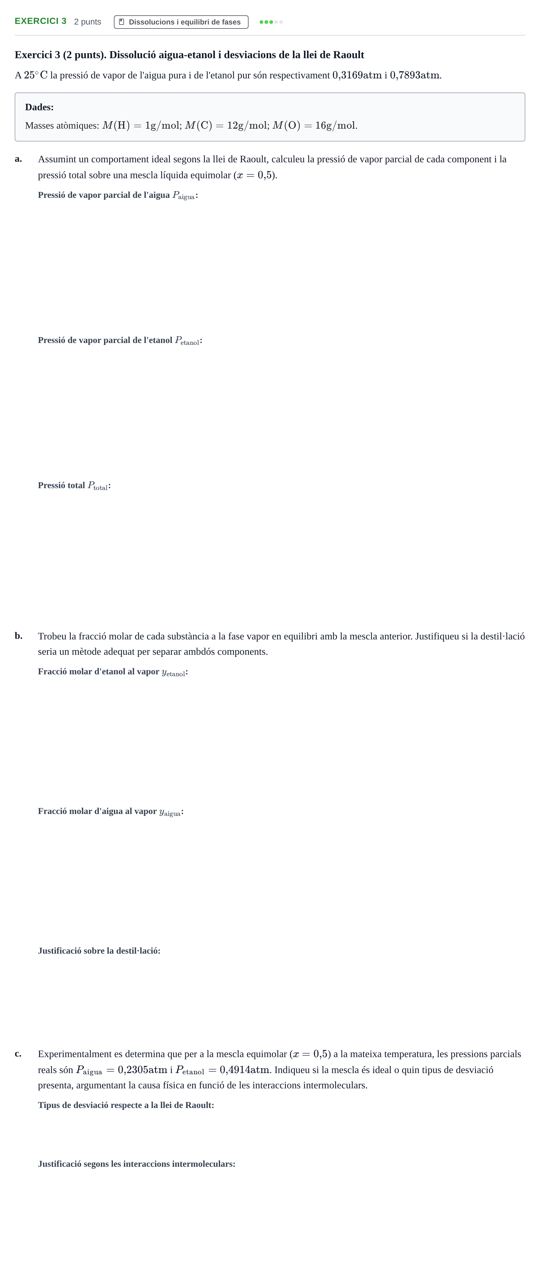 Enunciado: Exercici 3 · Química UB Setembre 2014