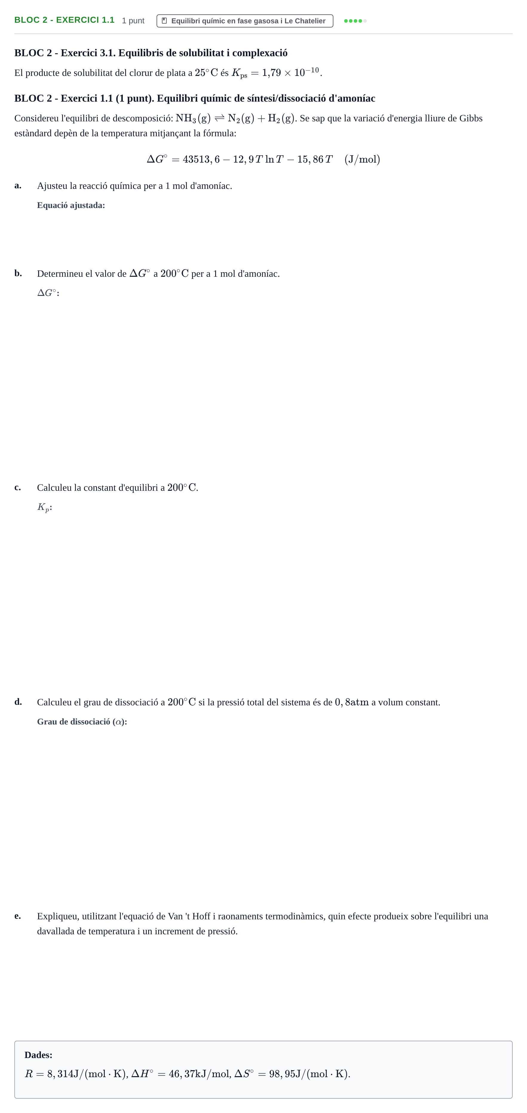Enunciado: Ejercicio BLOC 2 - Exercici 1.1 · Química UB 2014