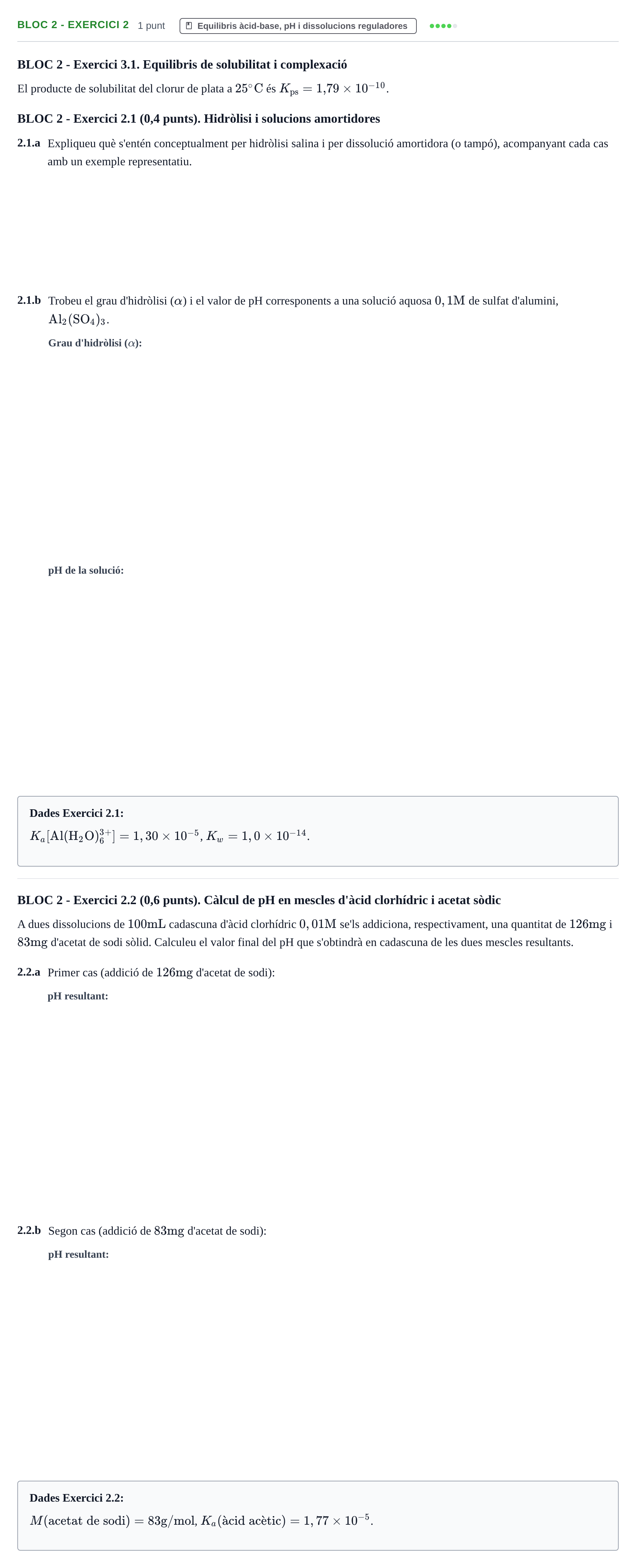 Enunciado: Ejercicio BLOC 2 - Exercici 2 · Química UB 2014