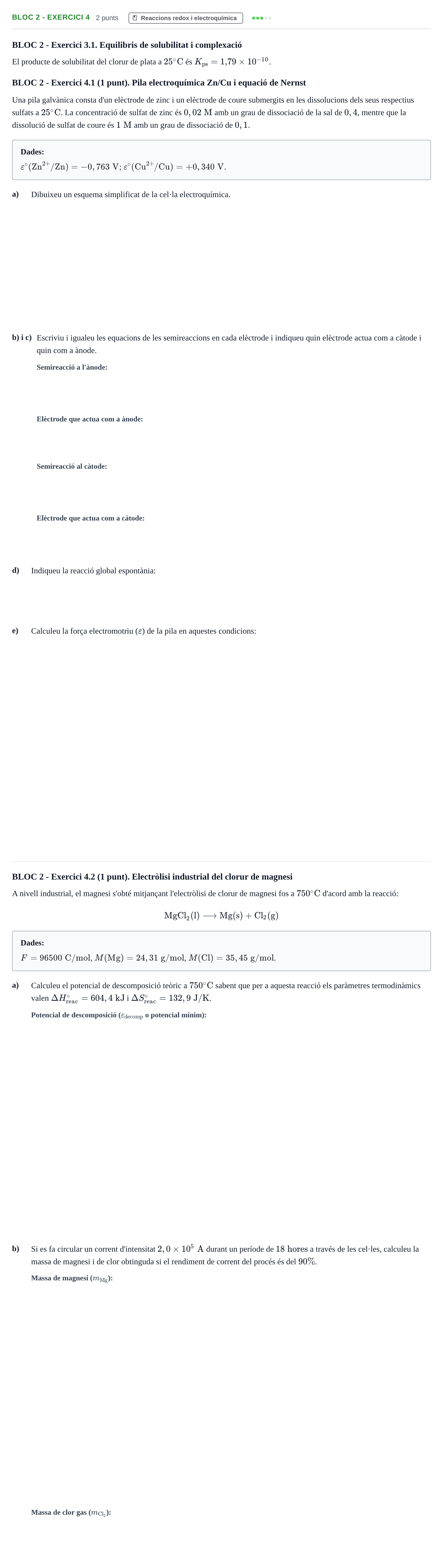 Enunciado: Ejercicio BLOC 2 - Exercici 4 · Química UB 2014