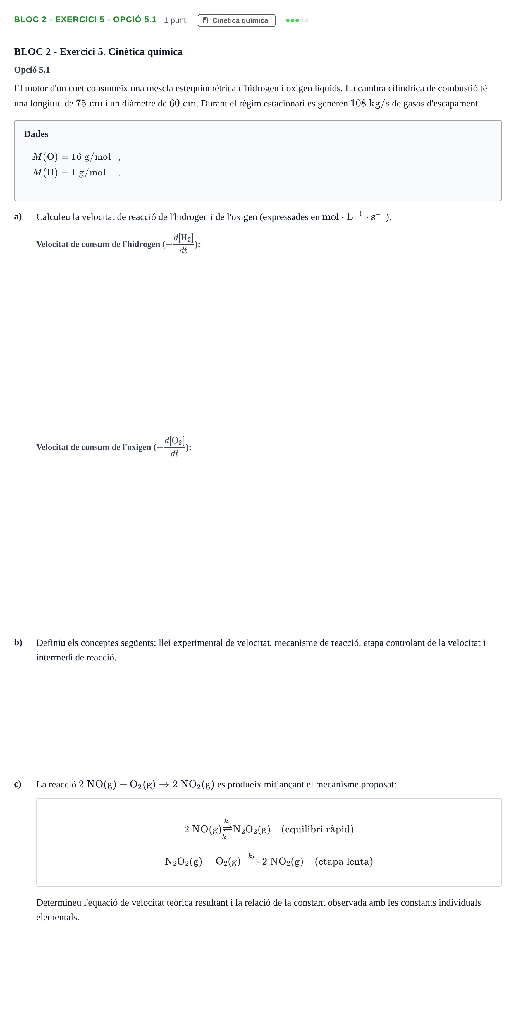 Enunciado: Ejercicio BLOC 2 - Exercici 5 - Opció 5.1 · Química UB 2014