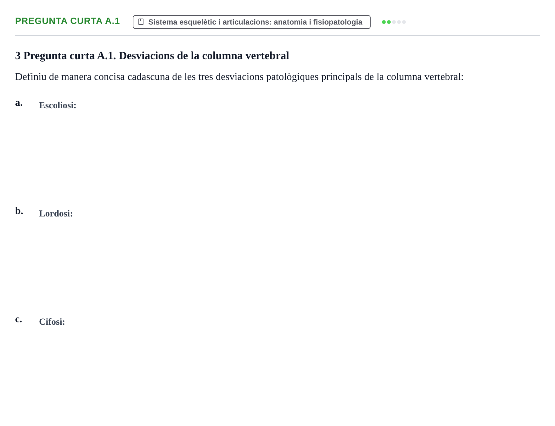 Enunciado: Pregunta curta A.1 · Fisiología y Fisiopatología I UB 2017