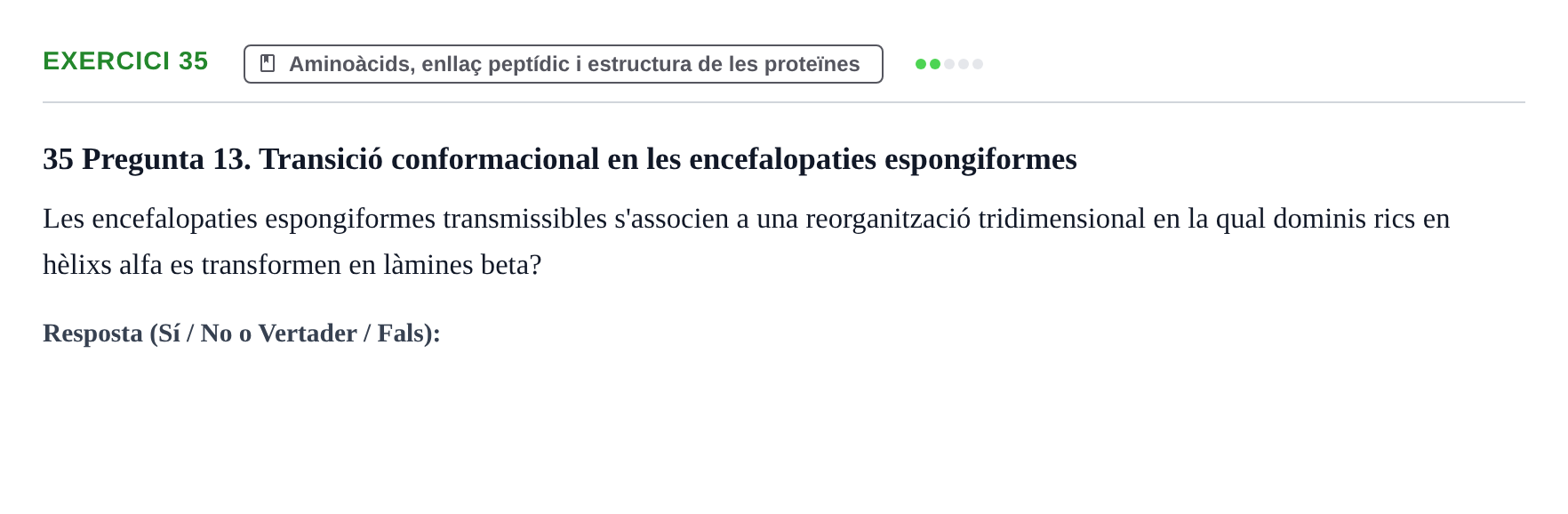 Enunciado: Problema 35 · Bioquímica UB Banc de preguntes d'examen de Bioquímica (Part 1)