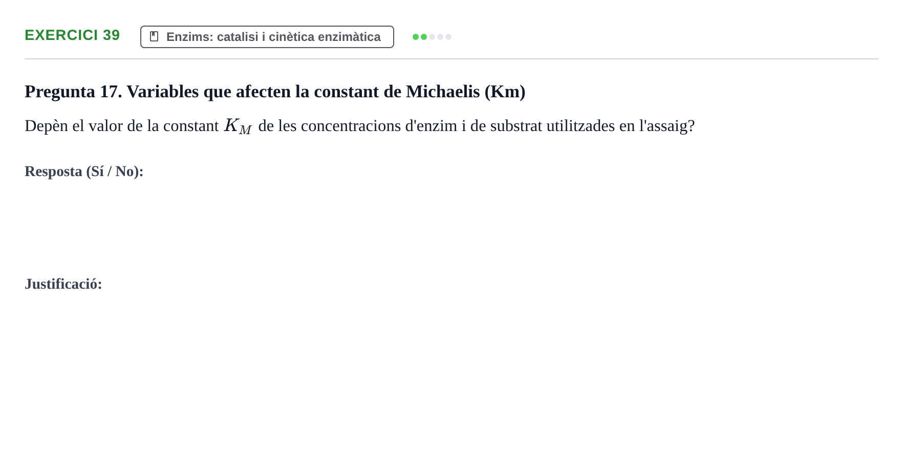 Enunciado: Problema 39 · Bioquímica UB Banc de preguntes d'examen de Bioquímica (Part 1)