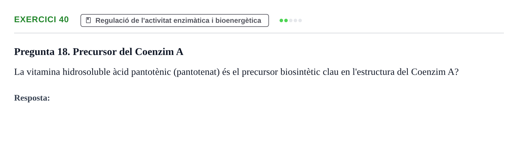 Enunciado: Problema 40 · Bioquímica UB Banc de preguntes d'examen de Bioquímica (Part 1)