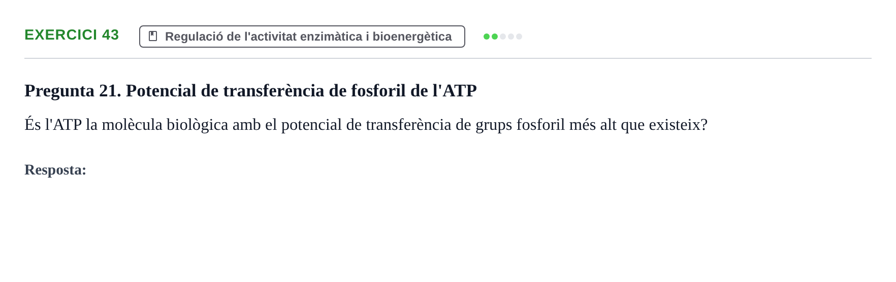 Enunciado: Problema 43 · Bioquímica UB Banc de preguntes d'examen de Bioquímica (Part 1)