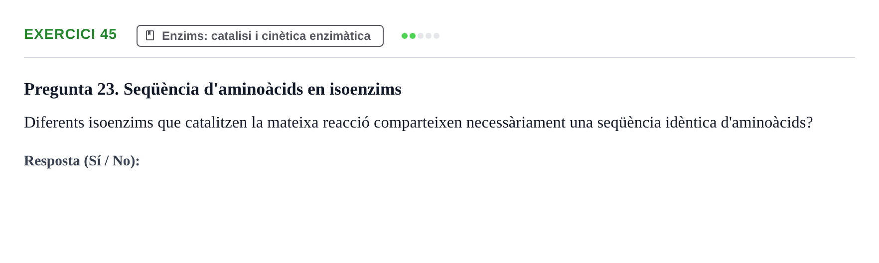 Enunciado: Problema 45 · Bioquímica UB Banc de preguntes d'examen de Bioquímica (Part 1)