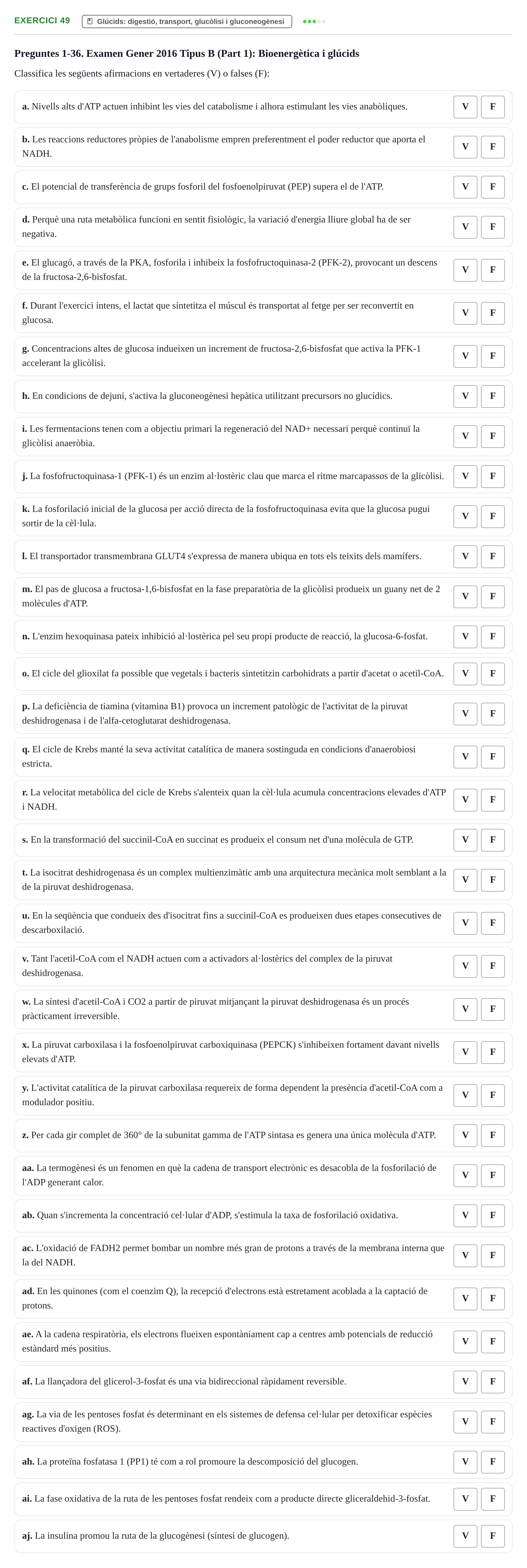 Enunciado: Problema 49 · Bioquímica UB Banc de preguntes d'examen de Bioquímica (Part 1)