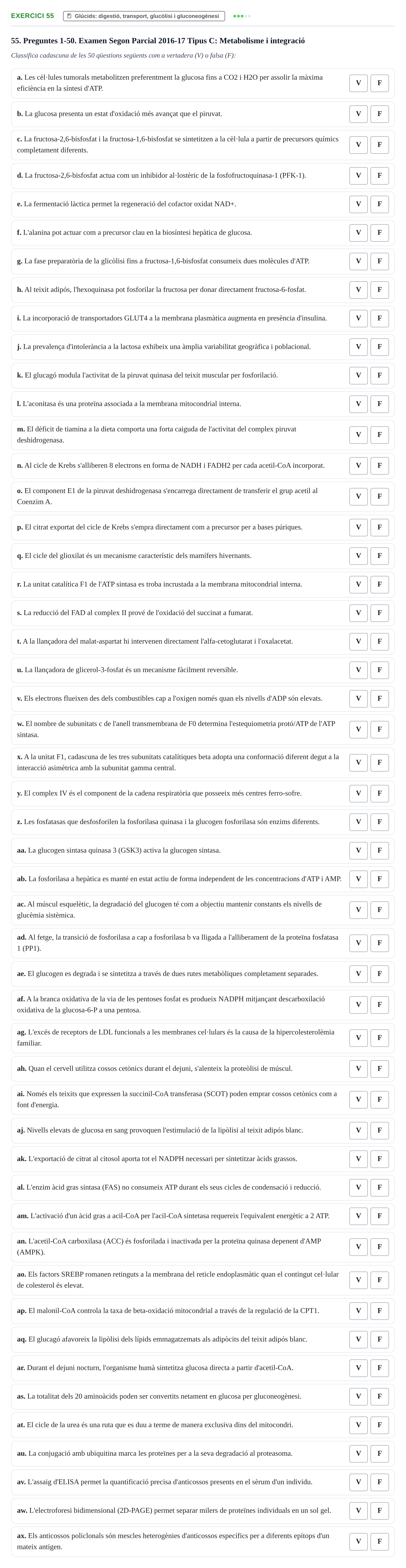 Enunciado: Problema 55 · Bioquímica UB Banc de preguntes d'examen de Bioquímica (Part 1)
