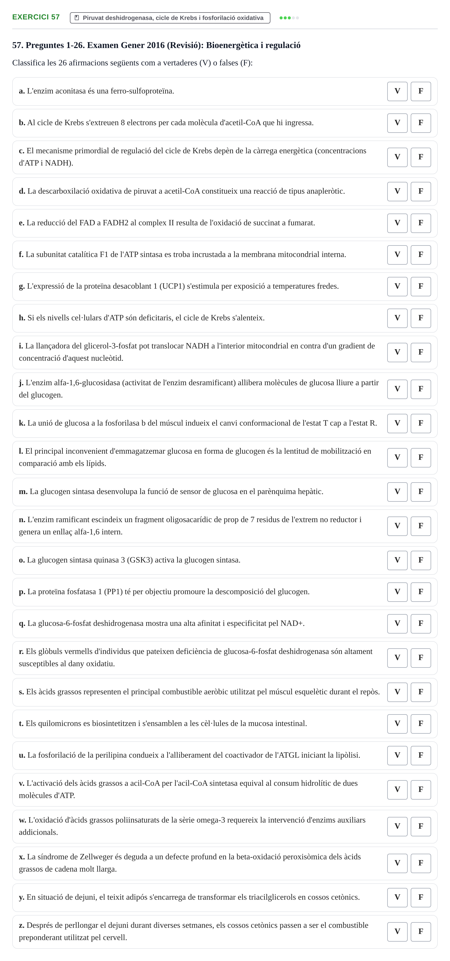 Enunciado: Problema 57 · Bioquímica UB Banc de preguntes d'examen de Bioquímica (Part 1)