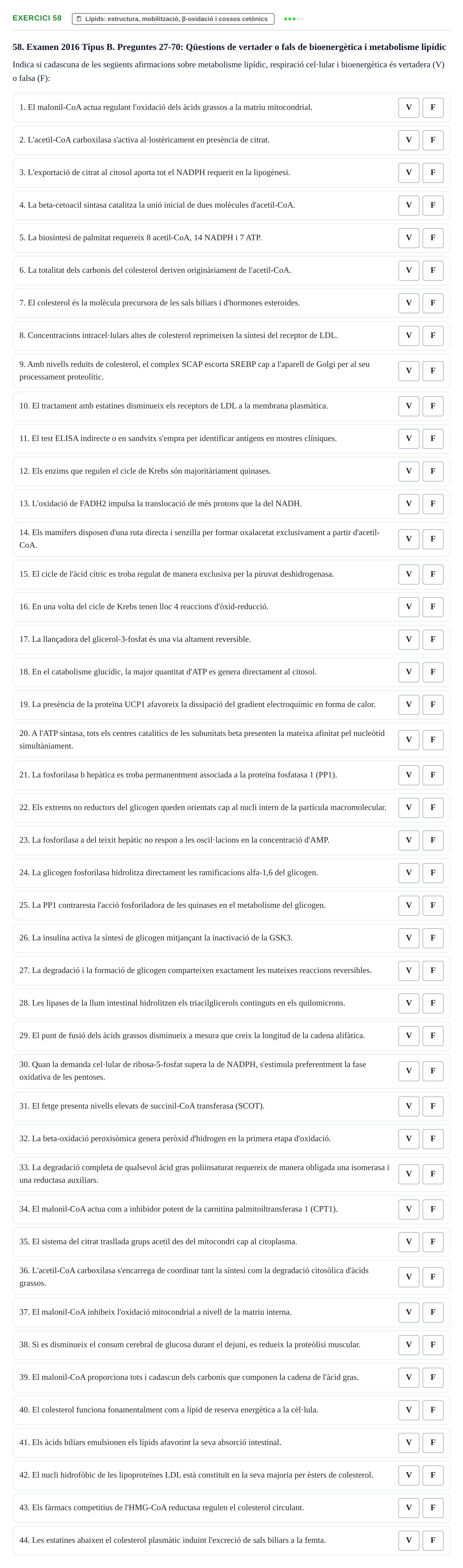Enunciado: Problema 58 · Bioquímica UB Banc de preguntes d'examen de Bioquímica (Part 1)