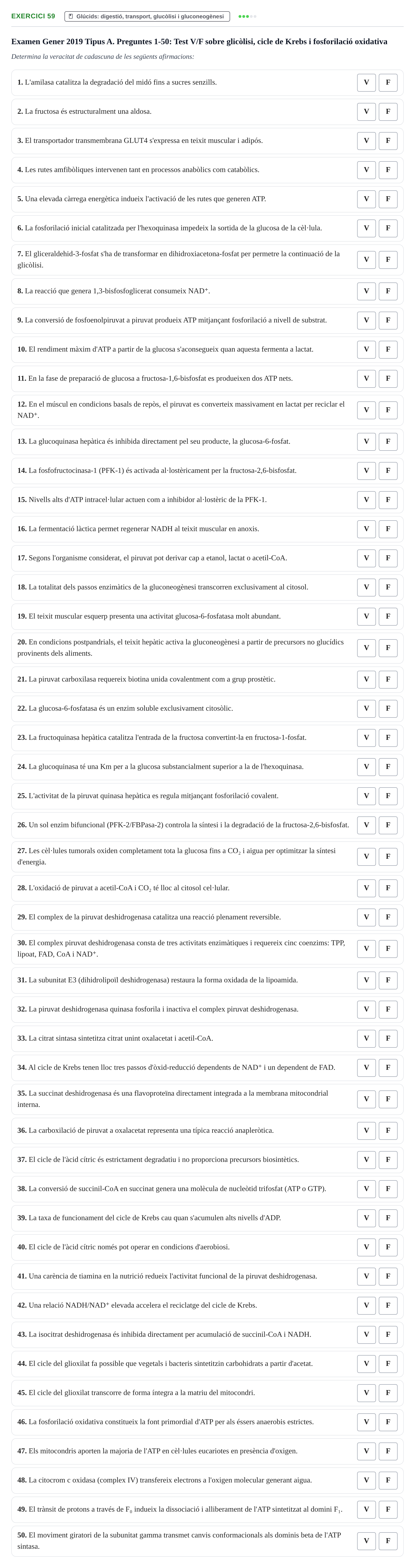 Enunciado: Problema 59 · Bioquímica UB Banc de preguntes d'examen de Bioquímica (Part 1)