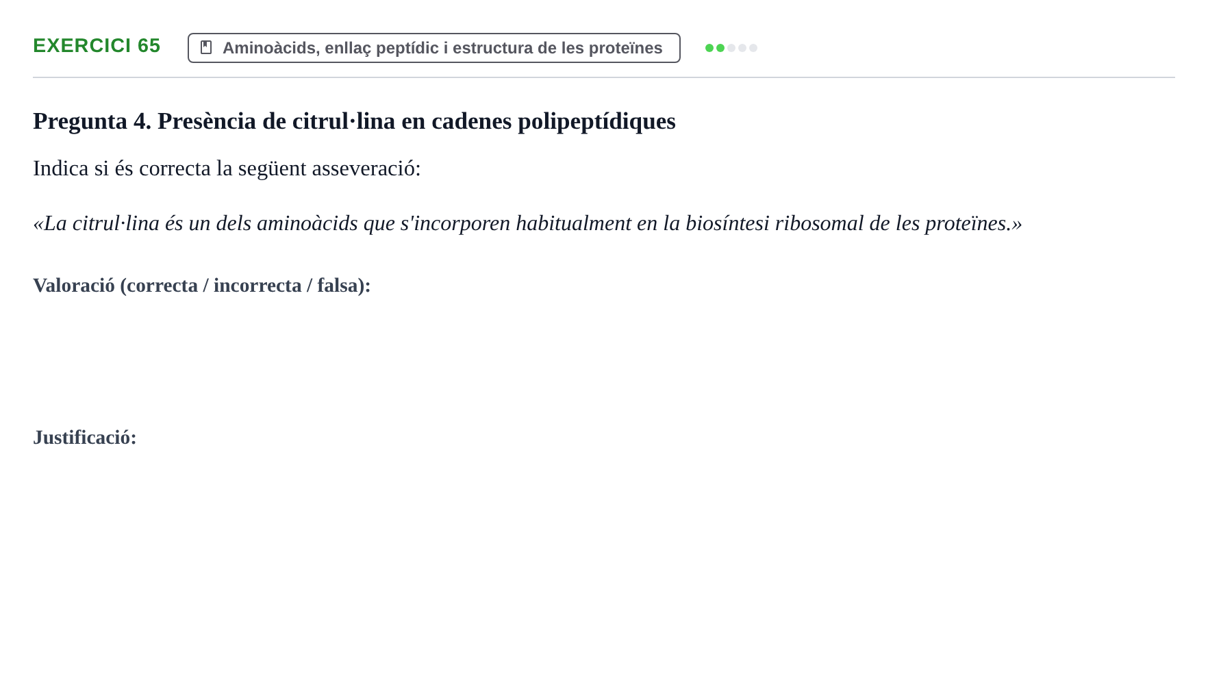 Enunciado: Problema 65 · Bioquímica UB Banc de preguntes d'examen de Bioquímica (Part 1)