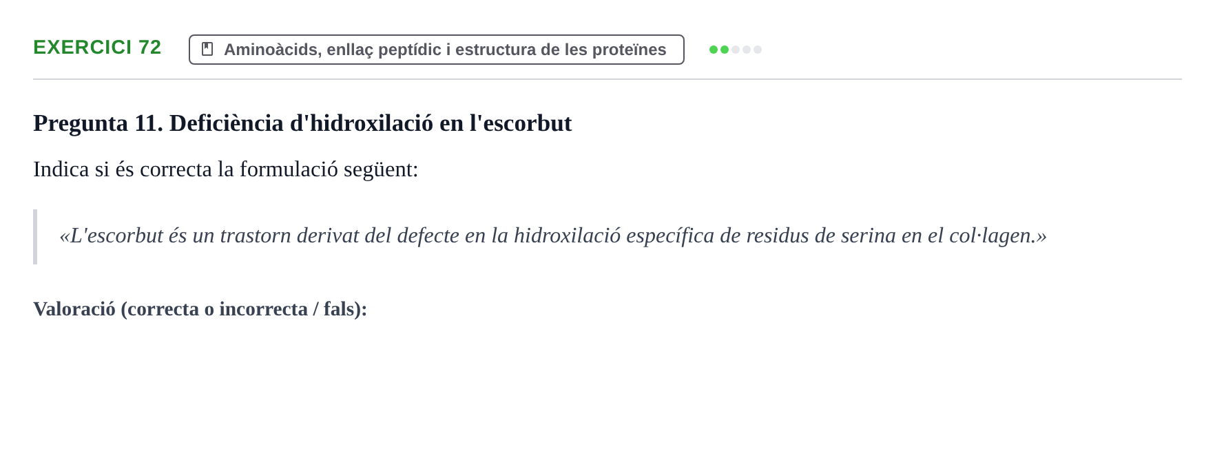 Enunciado: Problema 72 · Bioquímica UB Banc de preguntes d'examen de Bioquímica (Part 1)