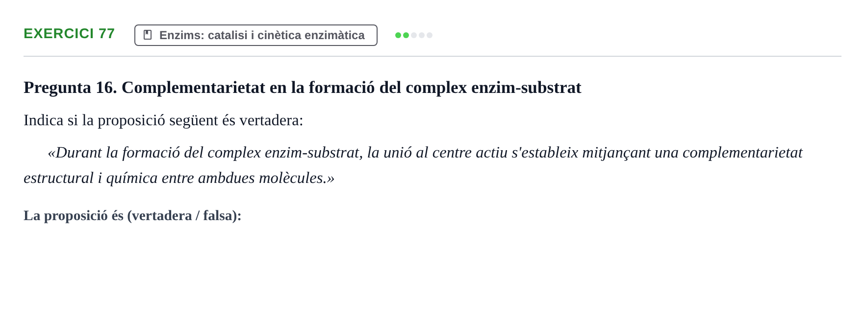 Enunciado: Problema 77 · Bioquímica UB Banc de preguntes d'examen de Bioquímica (Part 1)