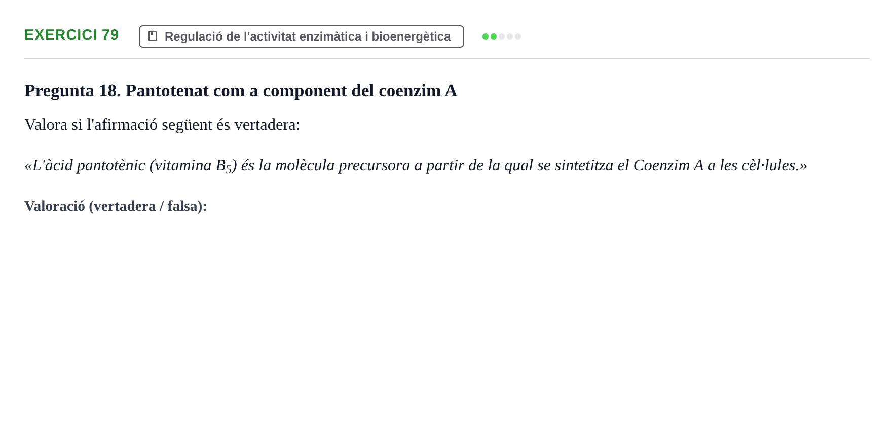 Enunciado: Problema 79 · Bioquímica UB Banc de preguntes d'examen de Bioquímica (Part 1)