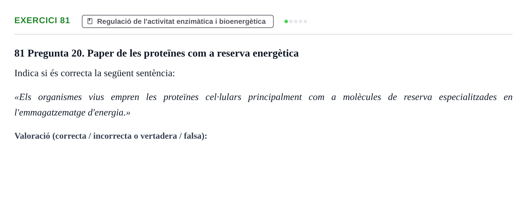 Enunciado: Problema 81 · Bioquímica UB Banc de preguntes d'examen de Bioquímica (Part 1)
