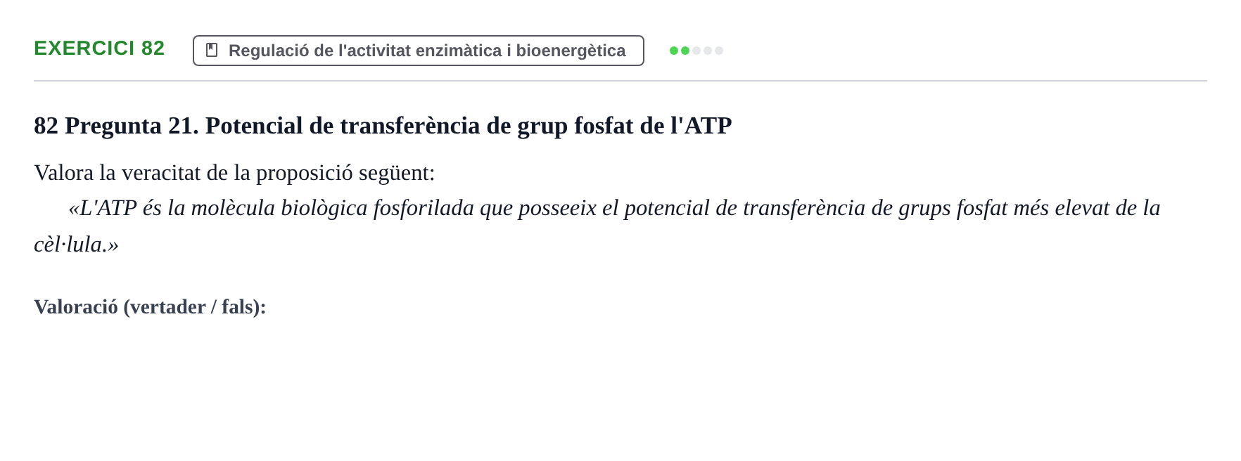 Enunciado: Problema 82 · Bioquímica UB Banc de preguntes d'examen de Bioquímica (Part 1)
