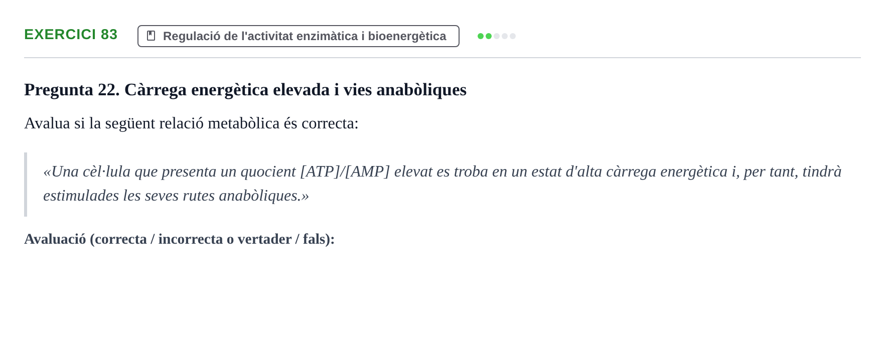 Enunciado: Problema 83 · Bioquímica UB Banc de preguntes d'examen de Bioquímica (Part 1)