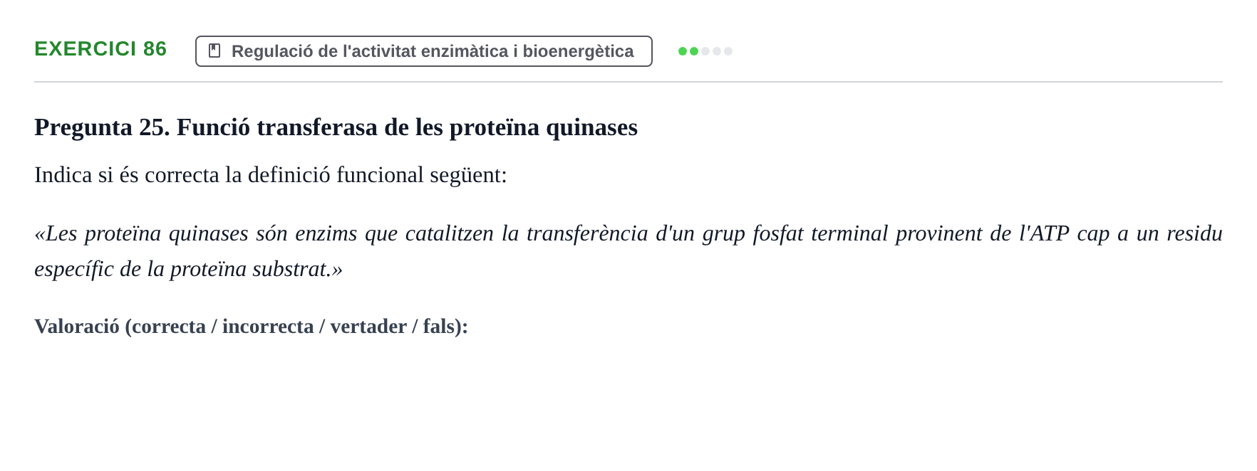 Enunciado: Problema 86 · Bioquímica UB Banc de preguntes d'examen de Bioquímica (Part 1)