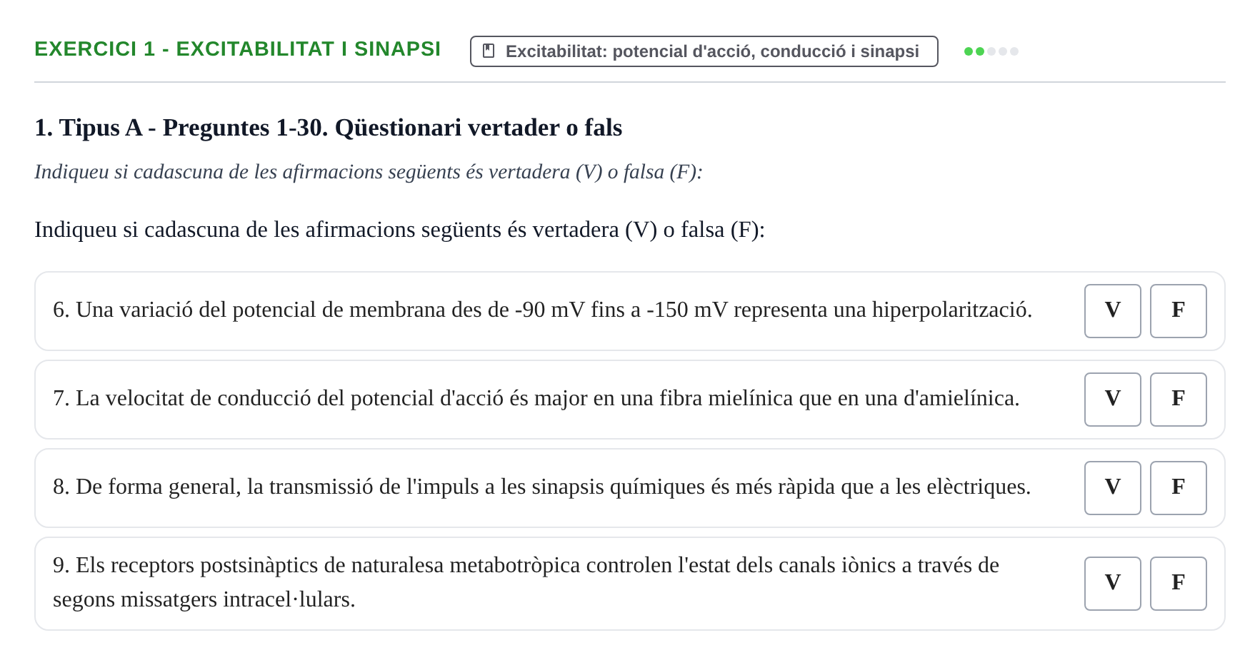 Enunciado: Ejercicio 1 - Excitabilitat i sinapsi · Fisiología y Fisiopatología I UB 2016
