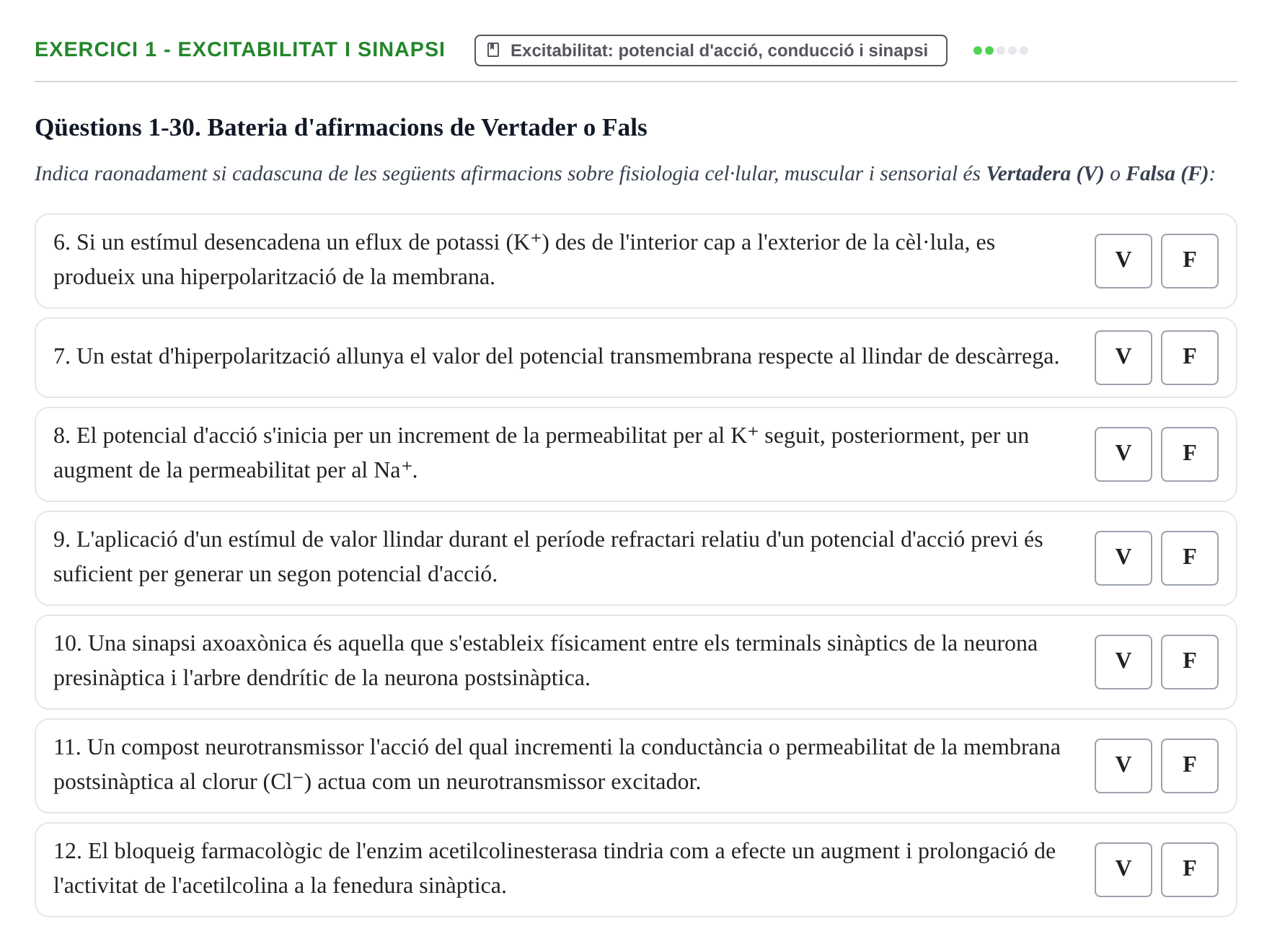 Enunciado: Ejercicio 1 - Excitabilitat i sinapsi · Fisiología y Fisiopatología I UB 2017