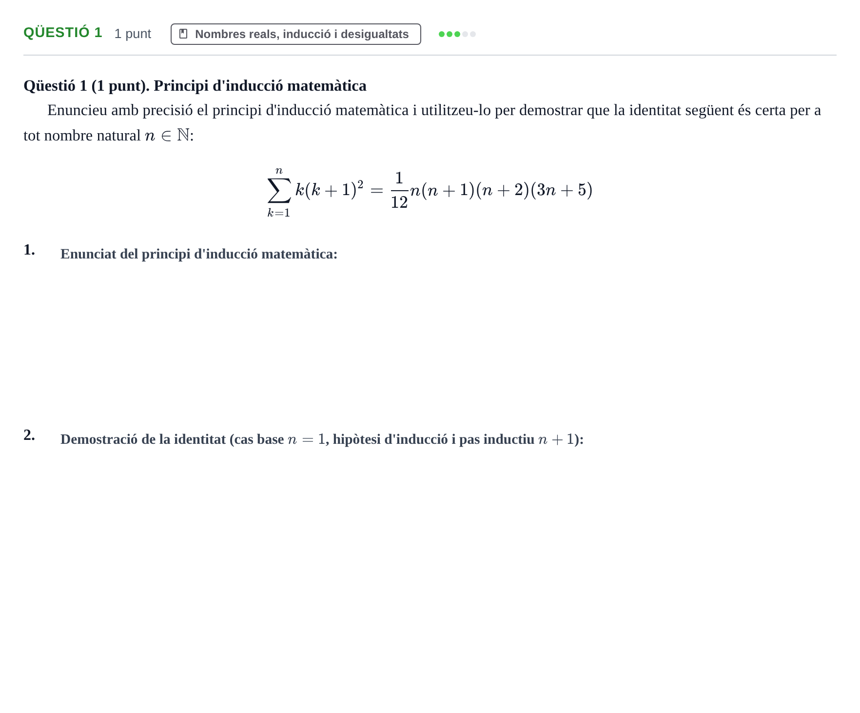 Enunciado: Ejercicio Qüestió 1 · Calculo de una Variable UB 2012