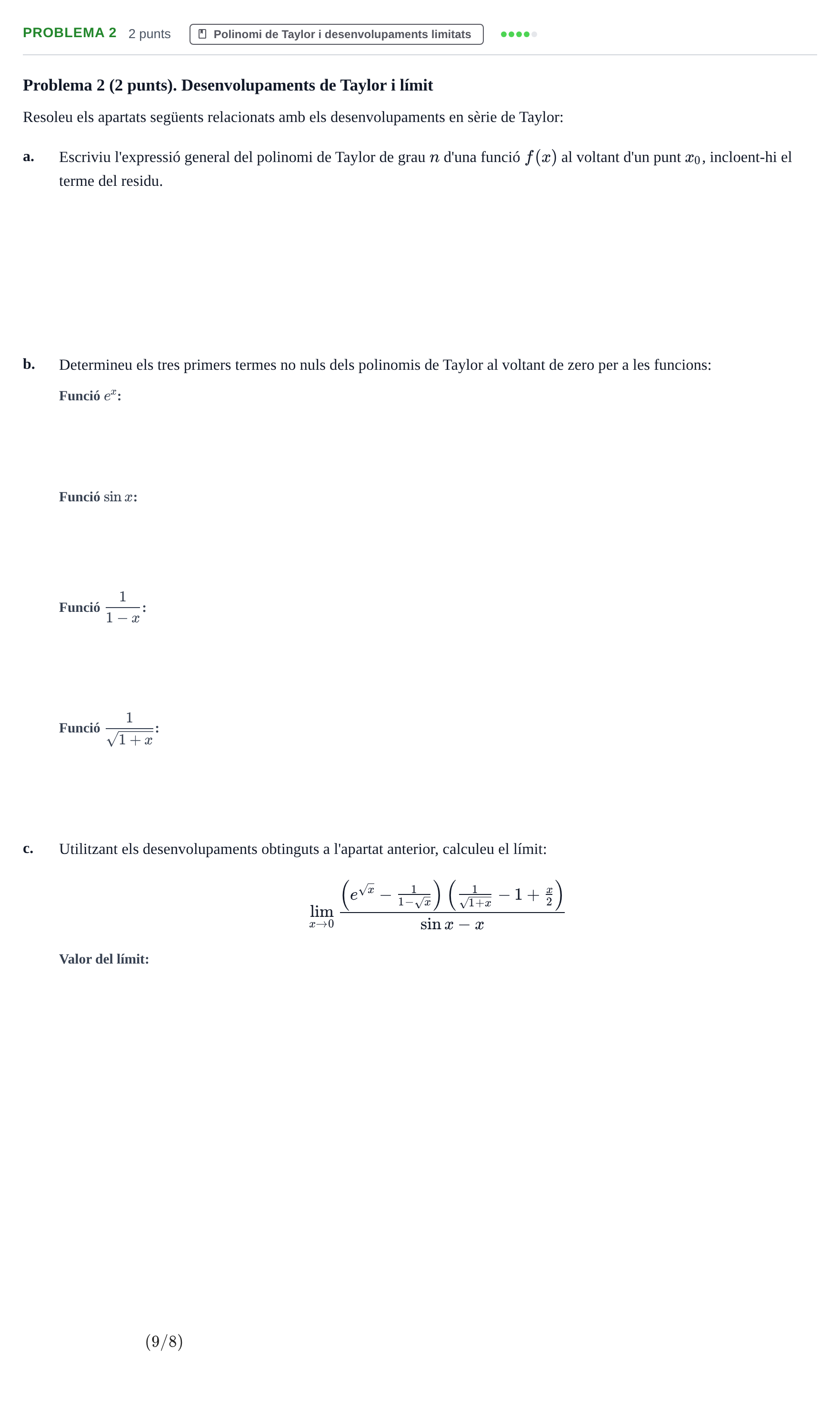 Enunciado: Problema 2 · Calculo de una Variable UB Juny 2012