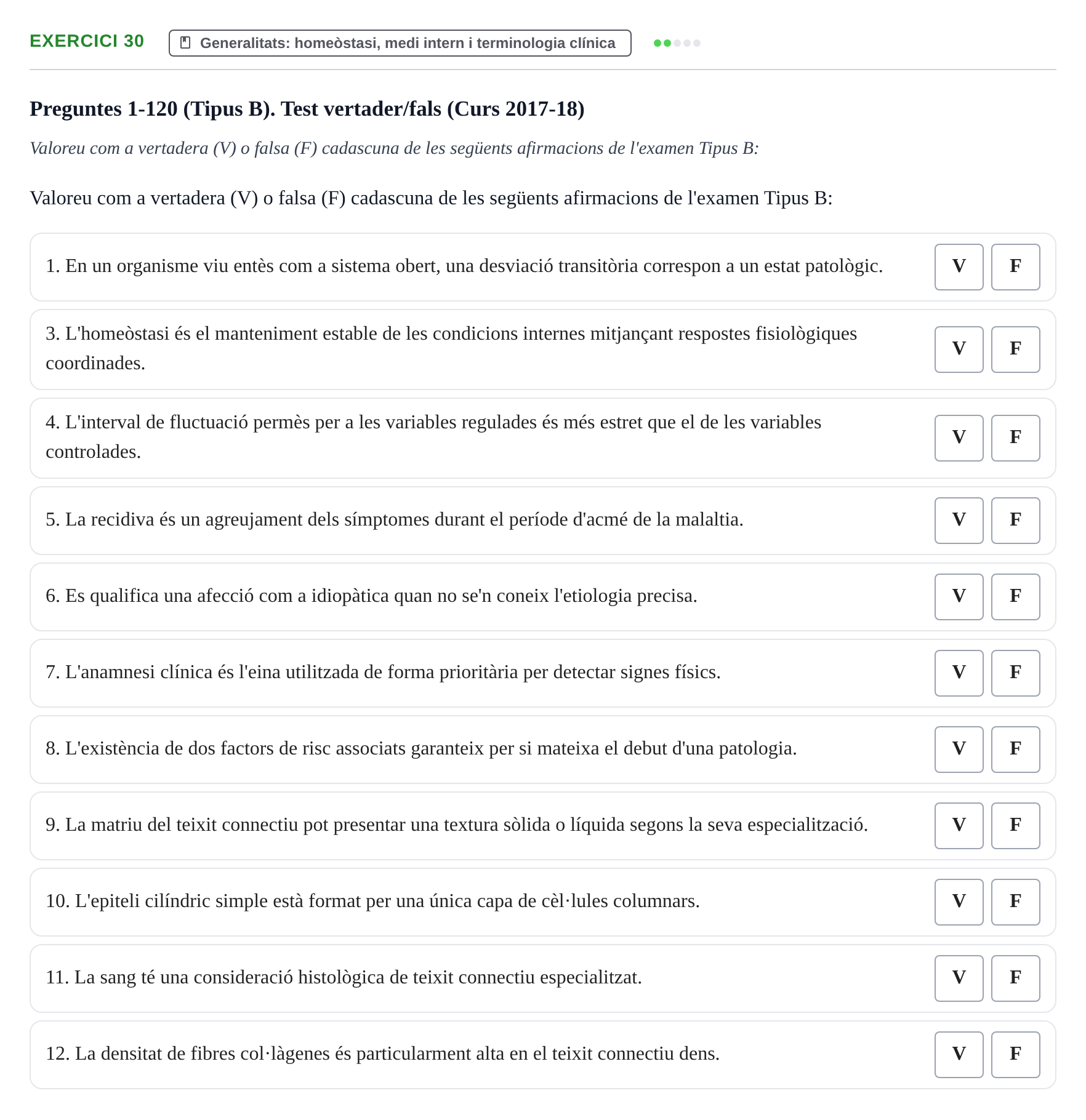 Enunciado: Ejercicio 30 - Generalitats: homeòstasi, medi intern i term… · Fisiología y Fisiopatología I UB 2015