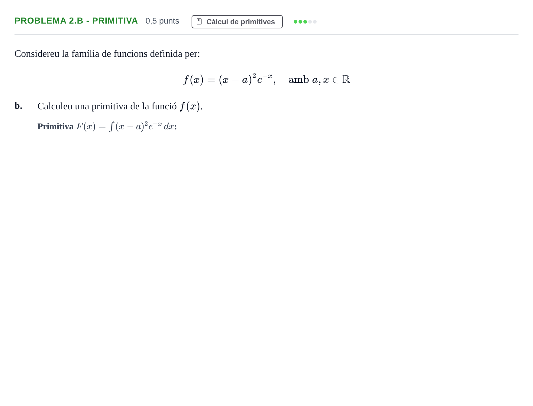 Enunciado: Problema 2.b - Primitiva · Calculo de una Variable UB 2014