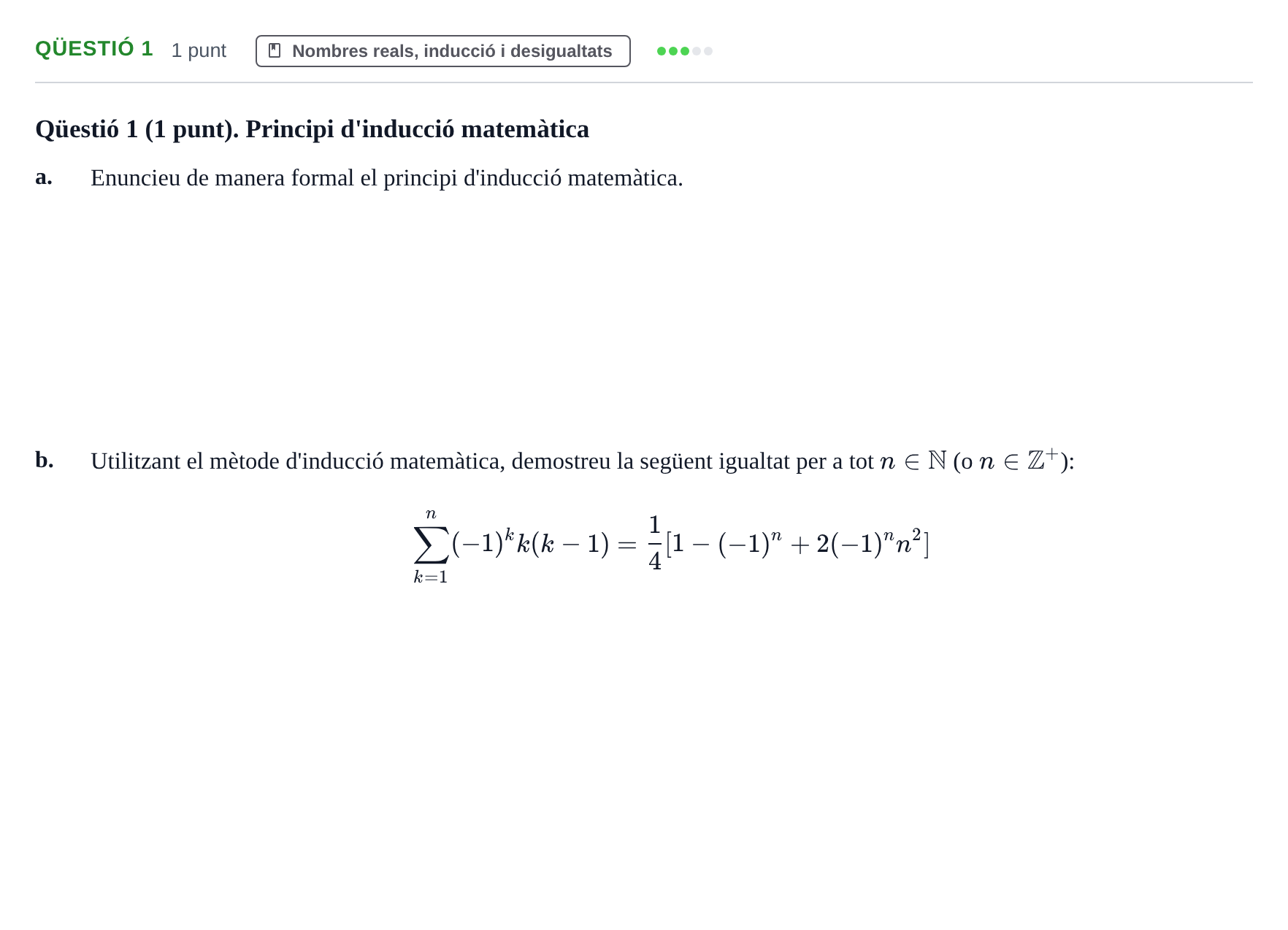 Enunciado: Ejercicio Qüestió 1 · Calculo de una Variable UB 2014