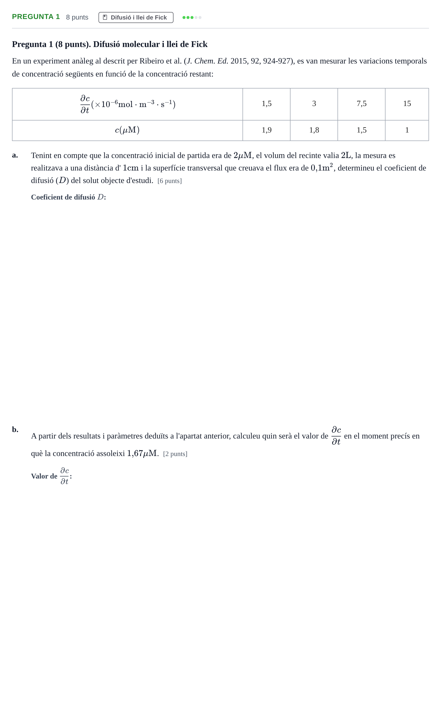 Enunciado: Pregunta 1 · Fisicoquímica II UB 2016