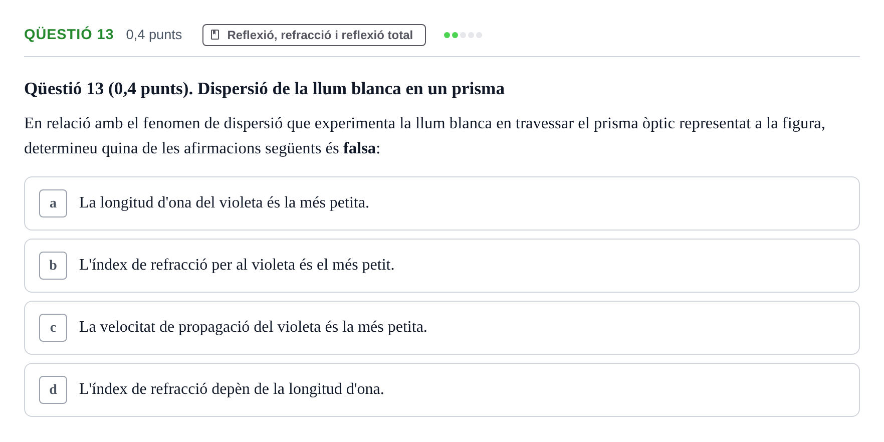 Enunciado: Ejercicio Qüestió 13 · Física UB 2010