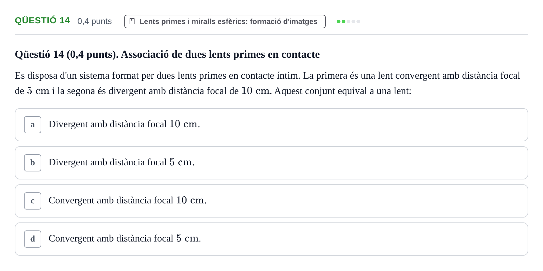 Enunciado: Ejercicio Qüestió 14 · Física UB 2010