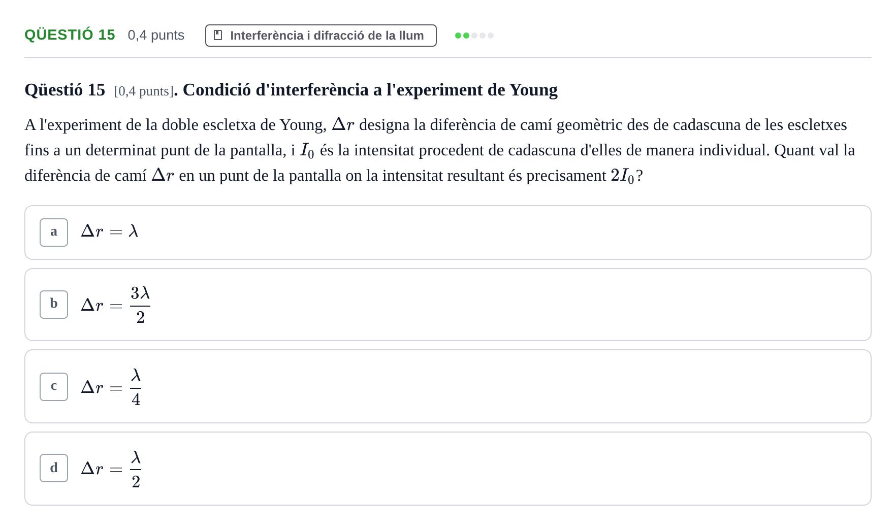 Enunciado: Ejercicio Qüestió 15 · Física UB 2010