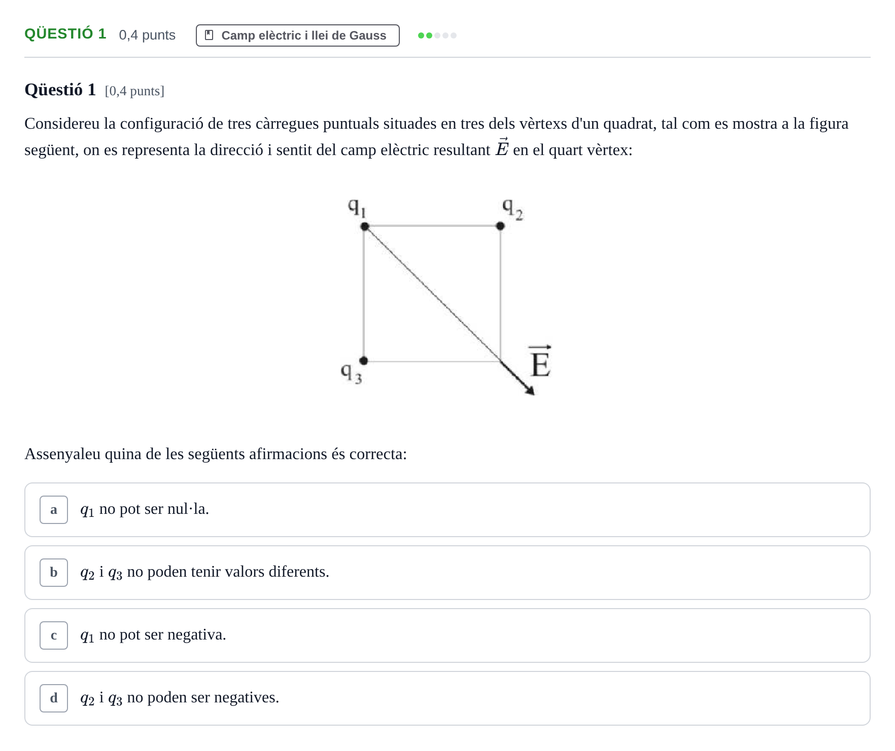 Enunciado: Ejercicio Qüestió 1 · Física UB 2010