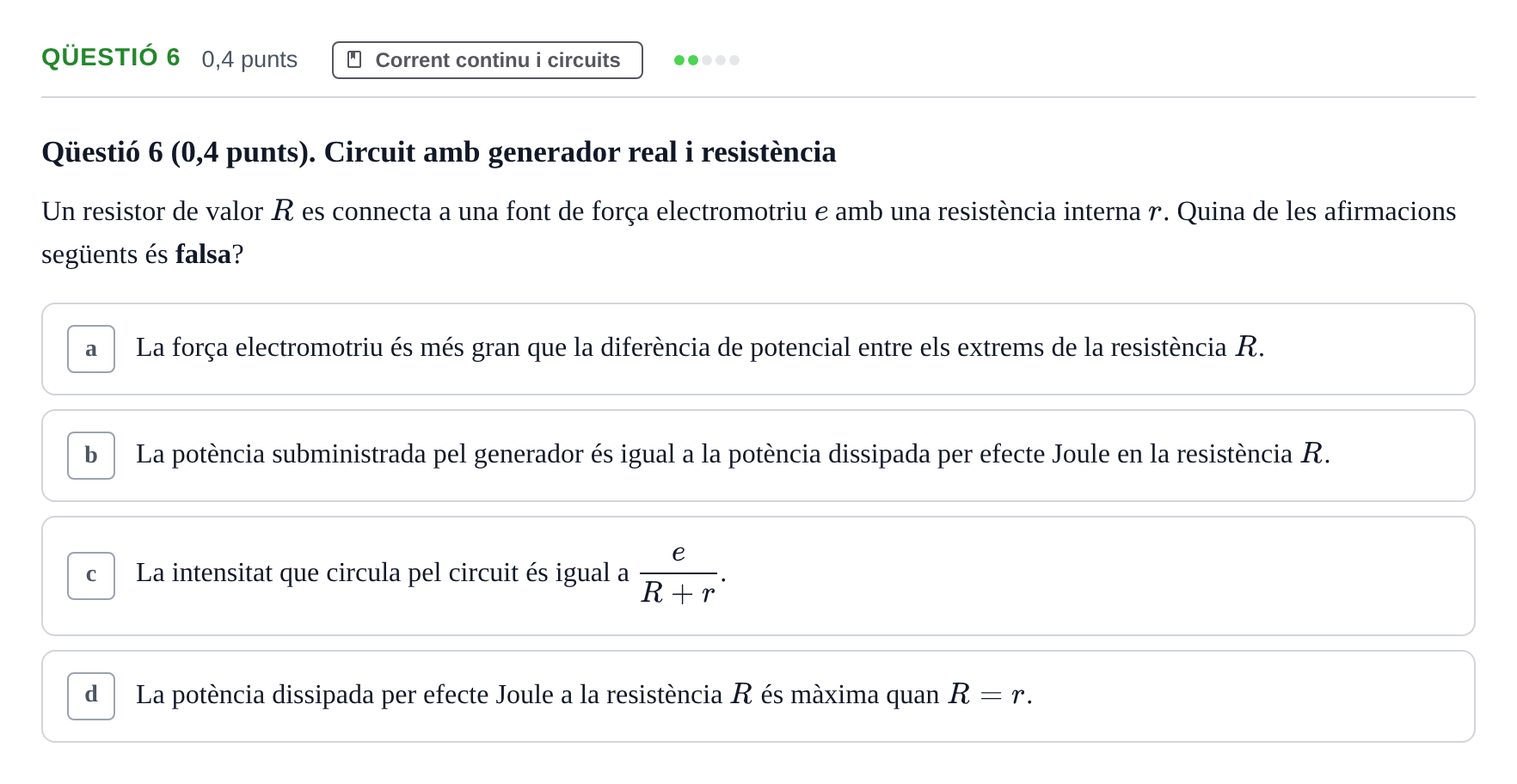 Enunciado: Ejercicio Qüestió 6 · Física UB 2010