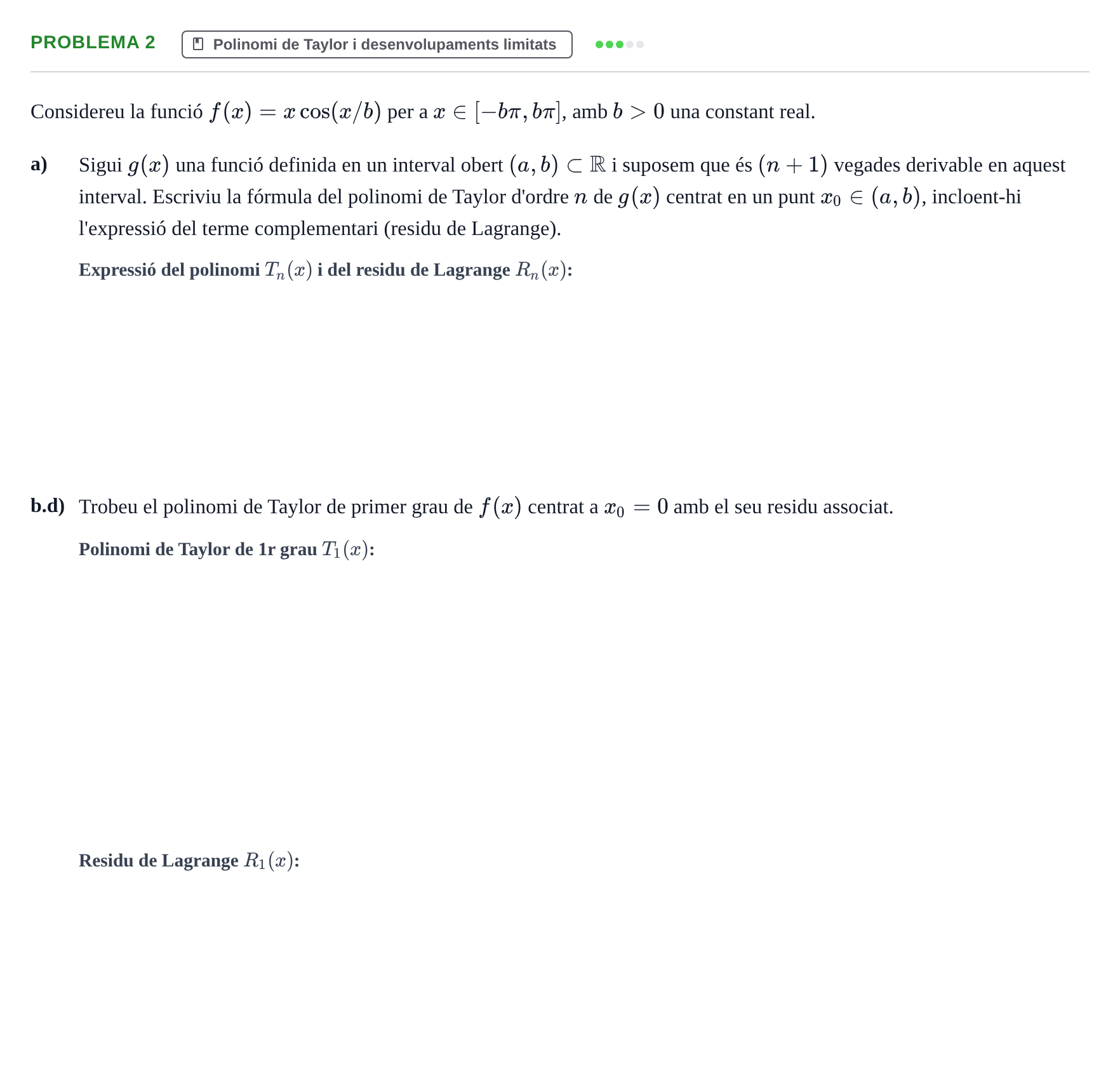 Enunciado: Problema 2 - Polinomi de Taylor · Calculo de una Variable UB Juny 2014