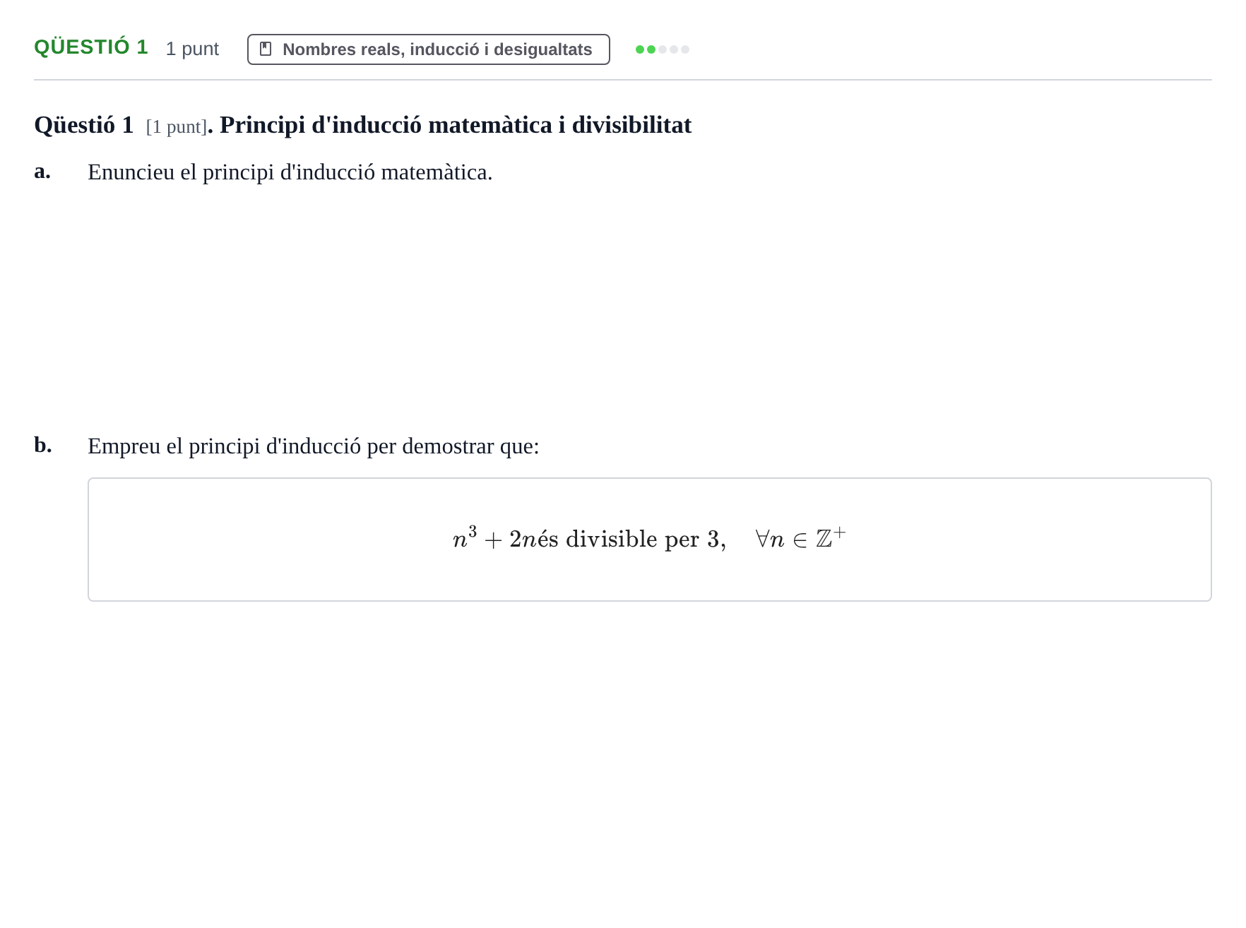 Enunciado: Ejercicio Qüestió 1 · Calculo de una Variable UB Juny 2014