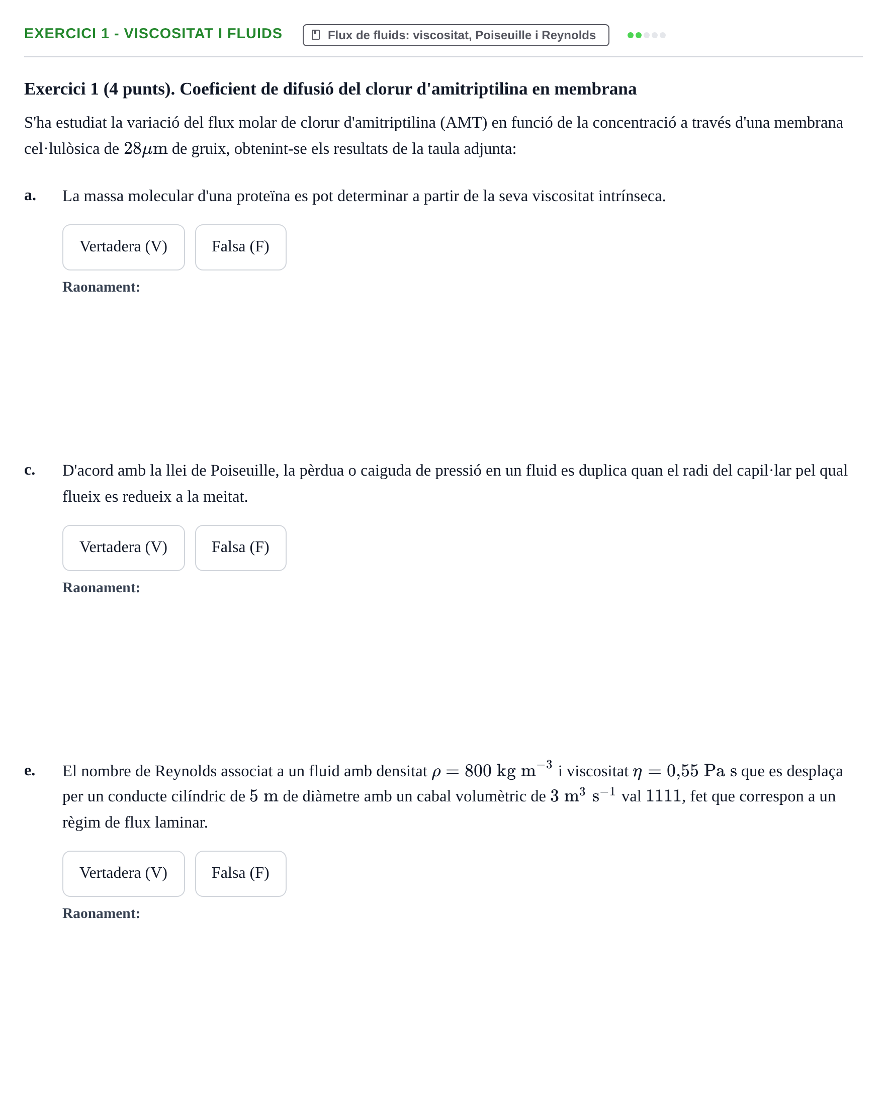Enunciado: Ejercicio 1 - Viscositat i fluids · Fisicoquímica II UB 2017