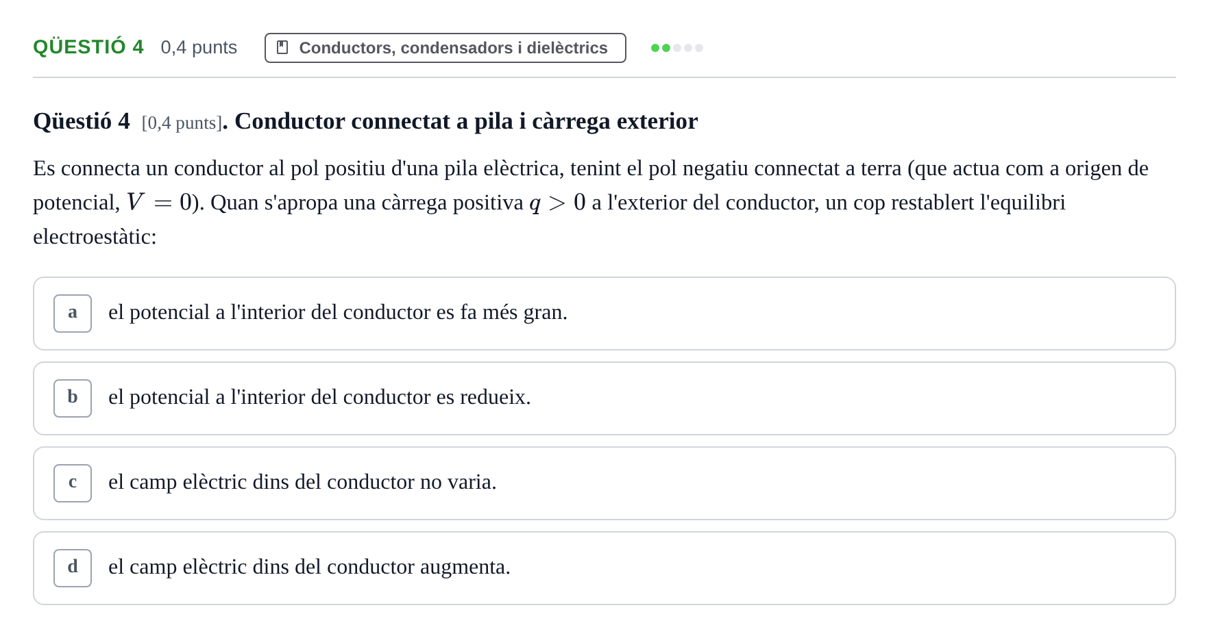 Enunciado: Ejercicio Qüestió 4 · Física UB Juny 2011