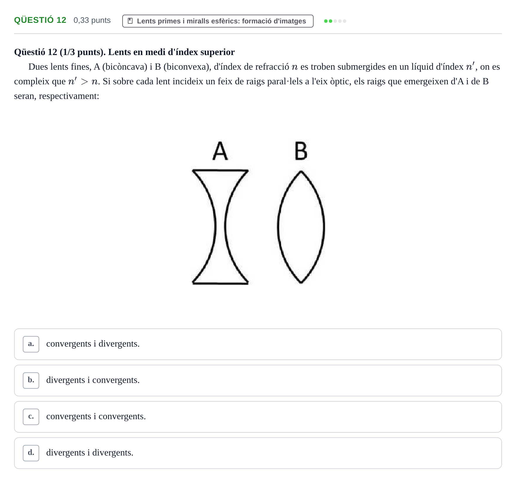 Enunciado: Ejercicio Qüestió 12 · Física UB Juny 2014