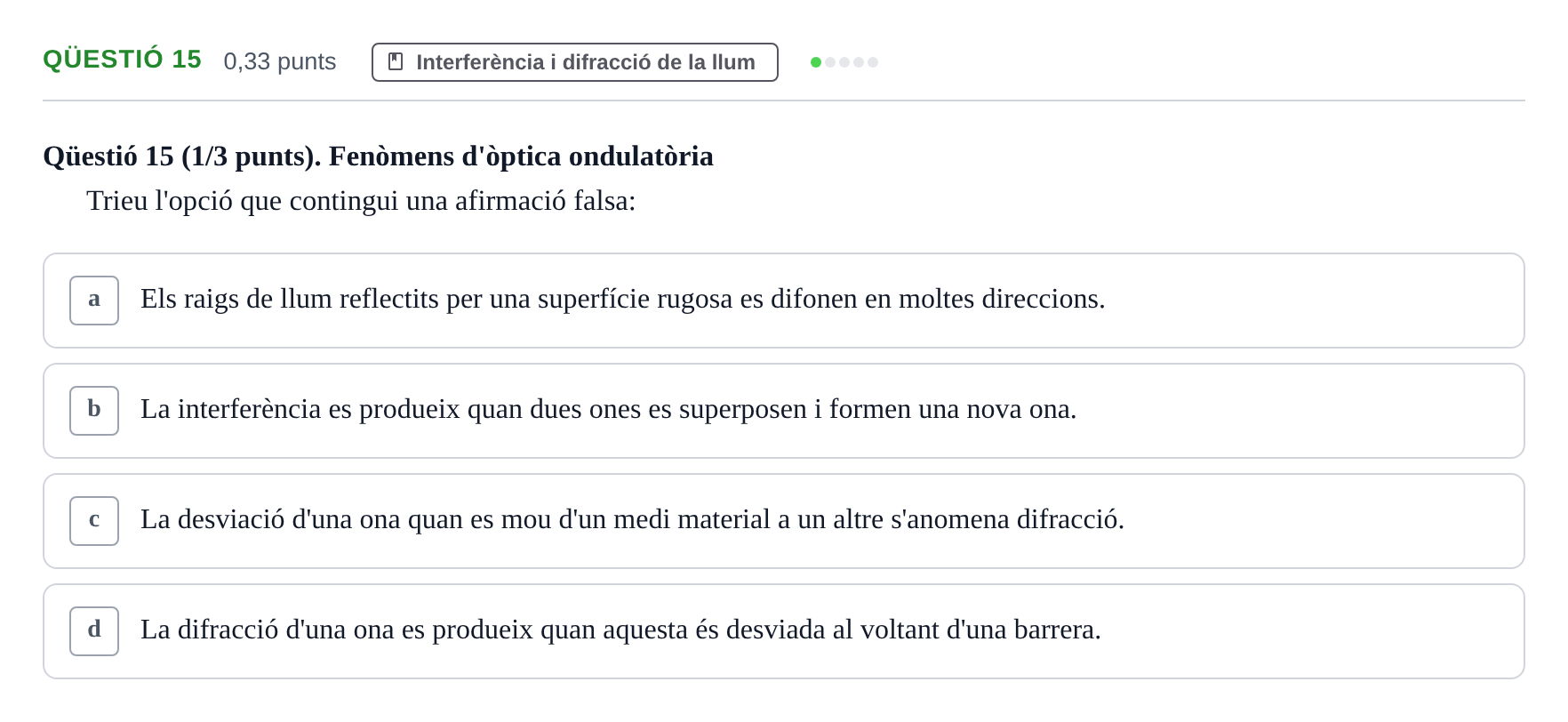 Enunciado: Ejercicio Qüestió 15 · Física UB Juny 2014