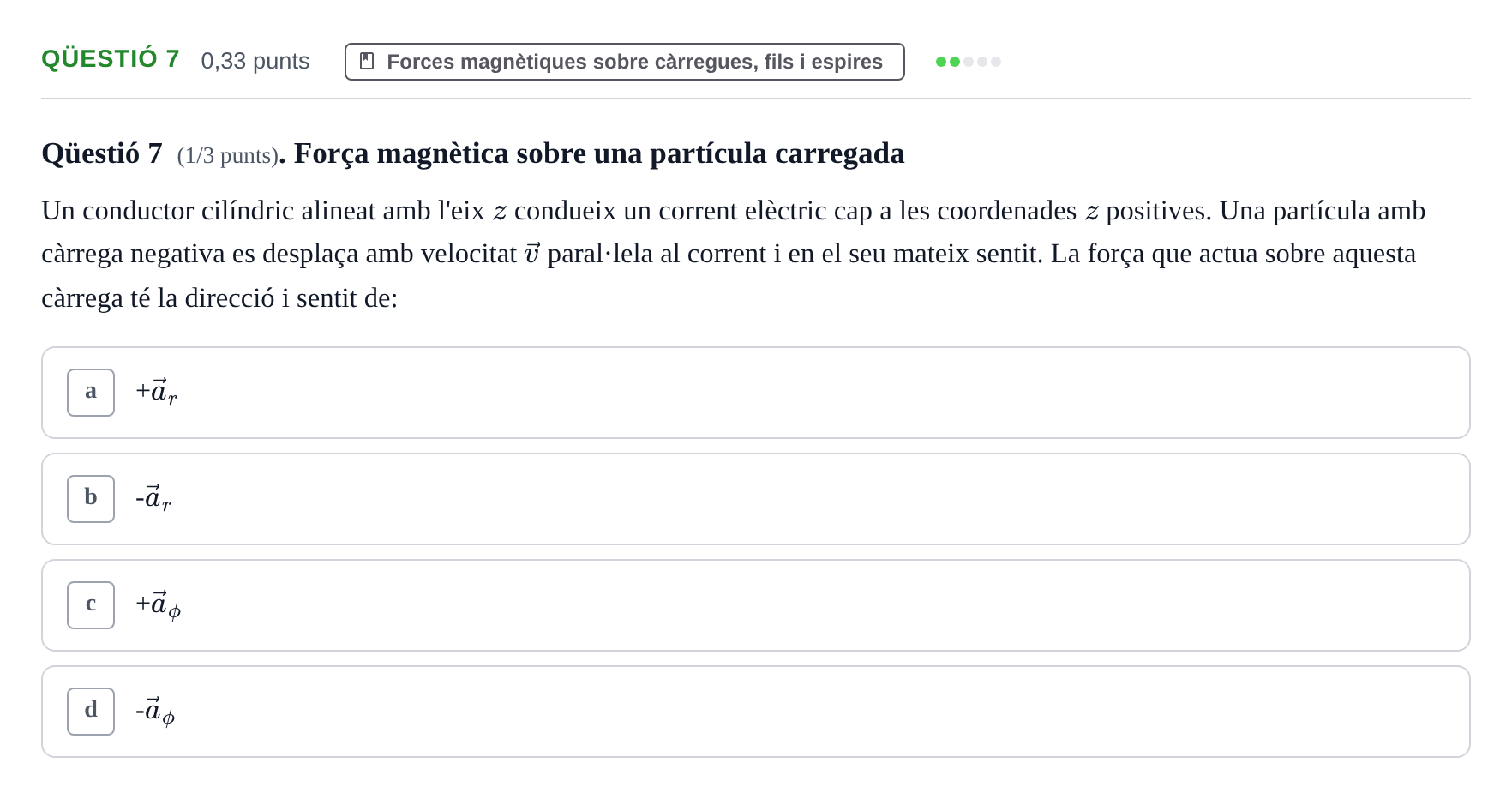 Enunciado: Ejercicio Qüestió 7 · Física UB Juny 2014