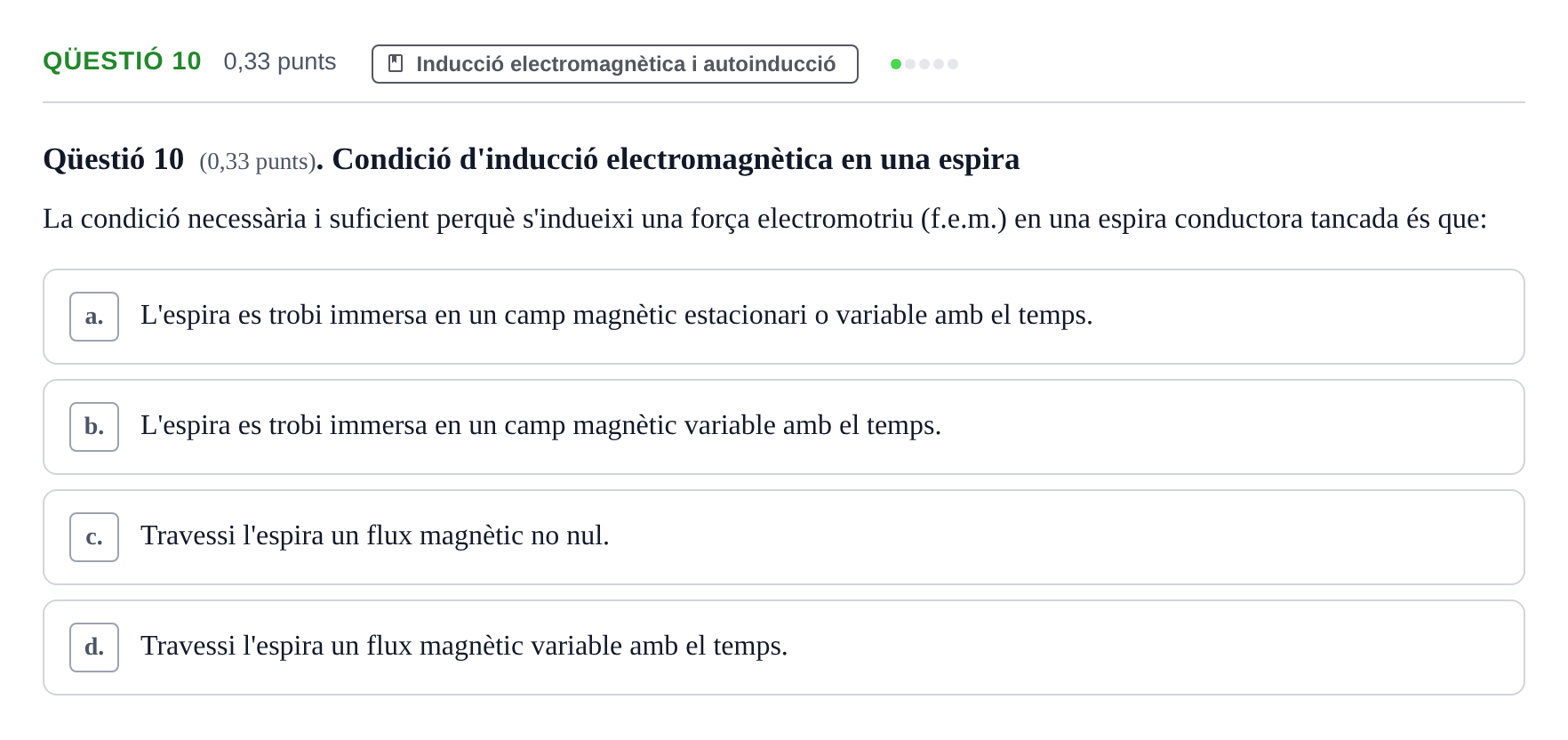 Enunciado: Ejercicio Qüestió 10 · Física UB 2016