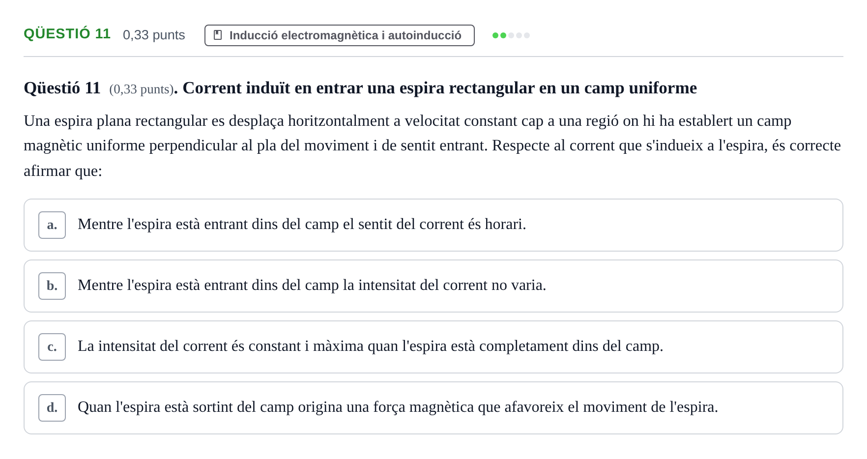 Enunciado: Ejercicio Qüestió 11 · Física UB 2016