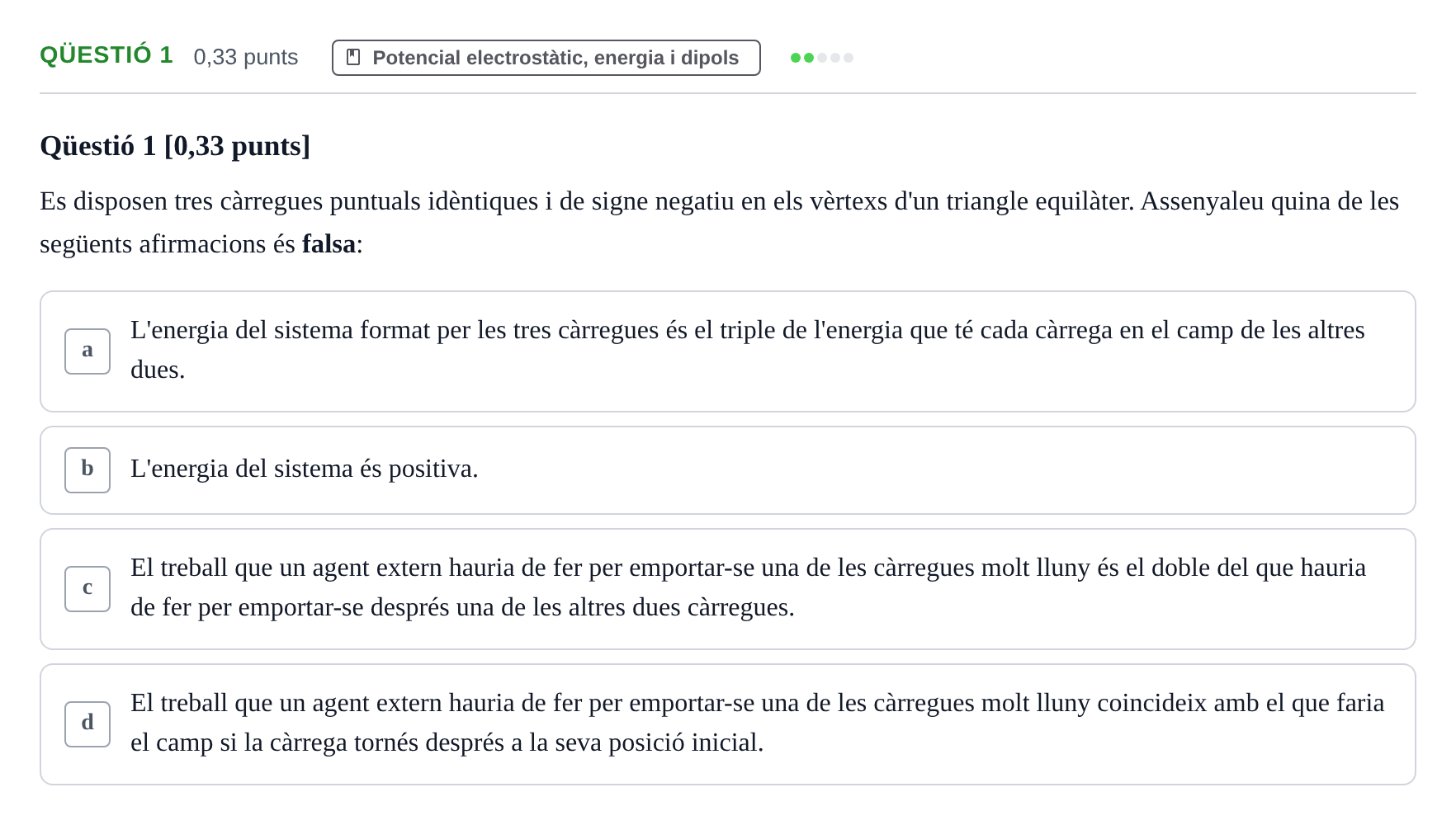 Enunciado: Ejercicio Qüestió 1 · Física UB 2016