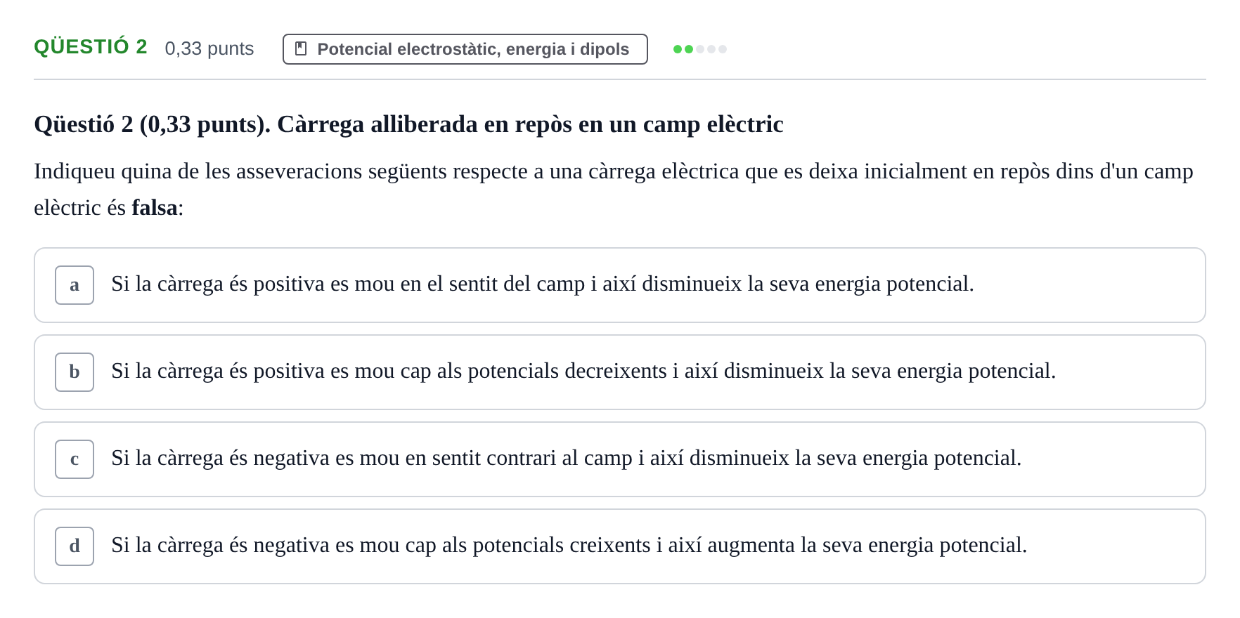 Enunciado: Ejercicio Qüestió 2 · Física UB 2016